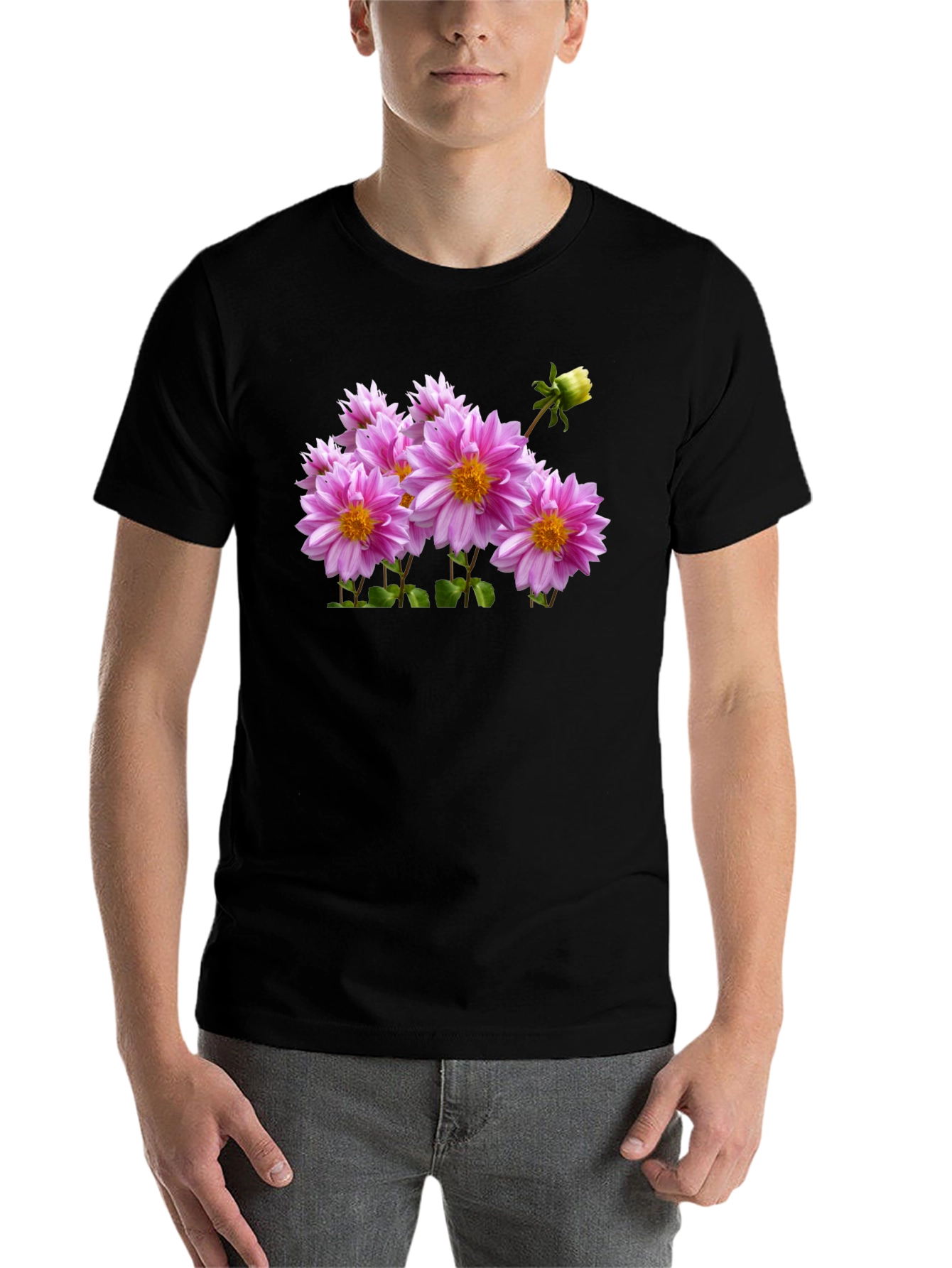 Black Floral Print Black T-Shirt view 7