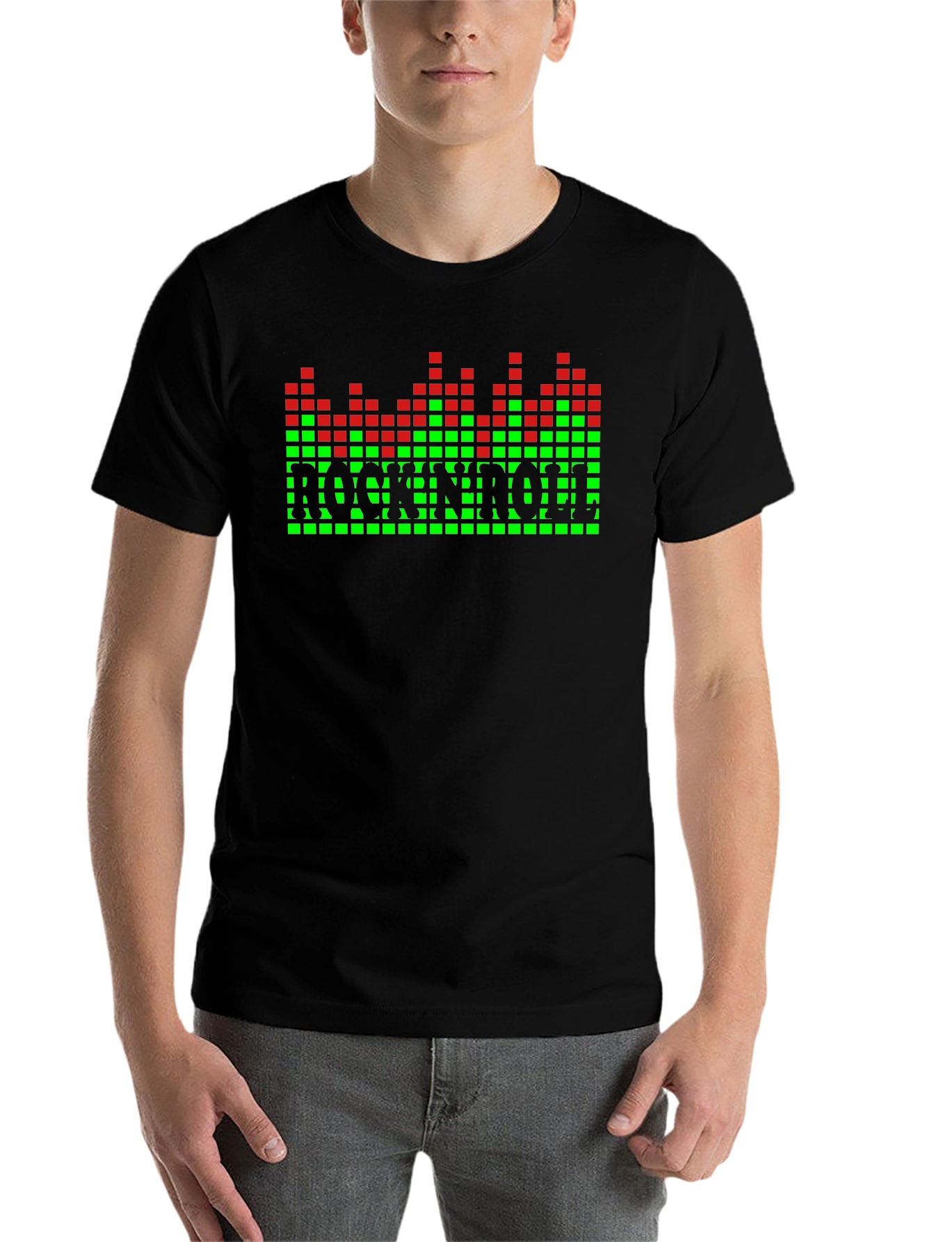 Black Rock N Roll Pixel Graphic T-Shirt view 7