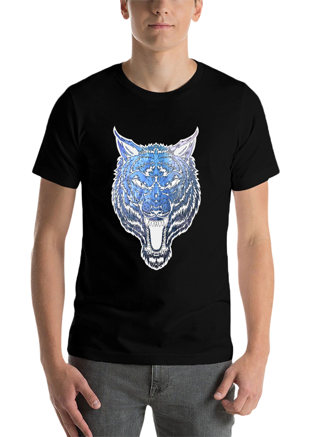 Black Black Wolf Graphic Tee - Bold & Stylish view 7