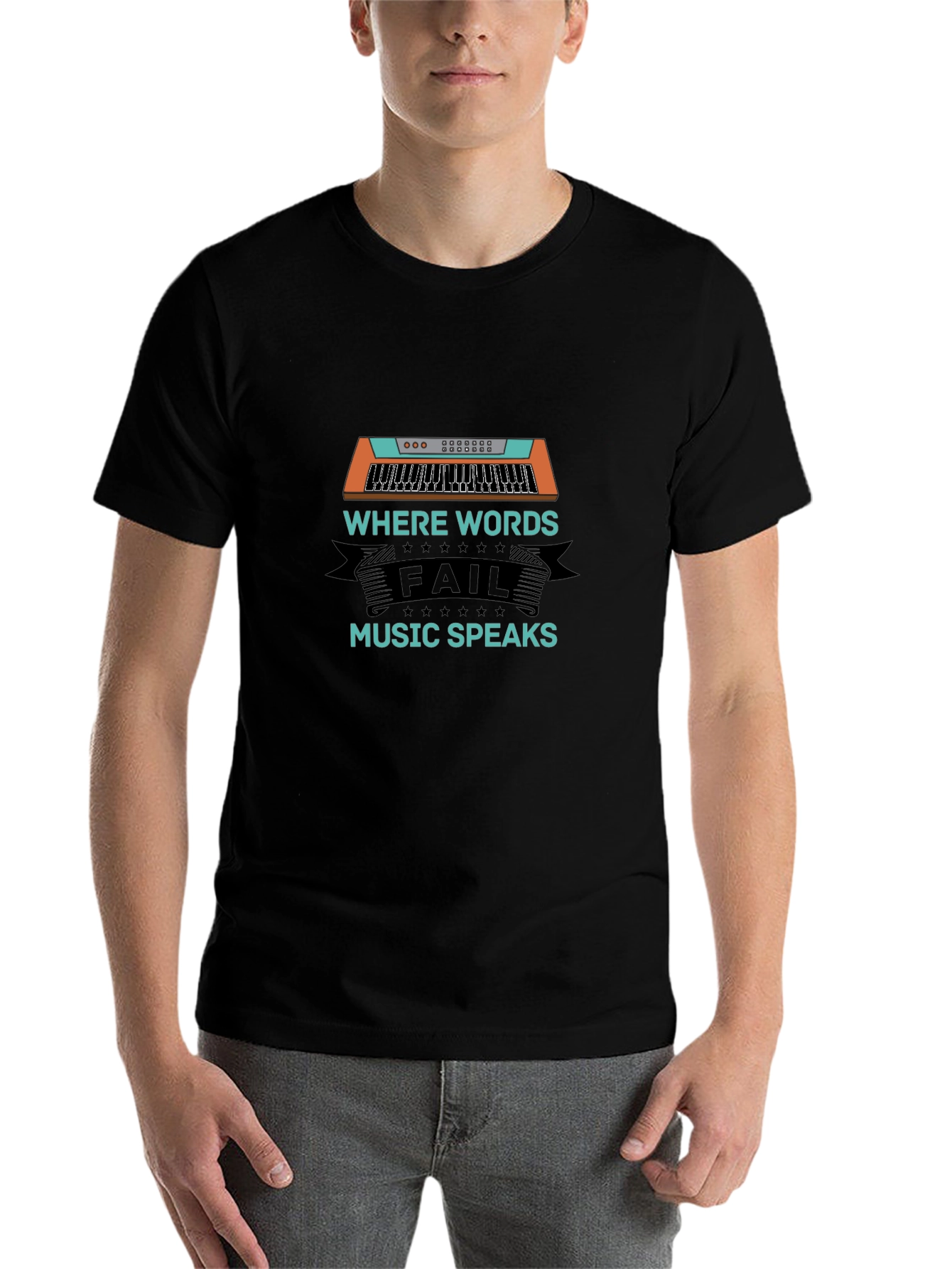 Black Music Speaks T-Shirt - Keyboard Design view 7