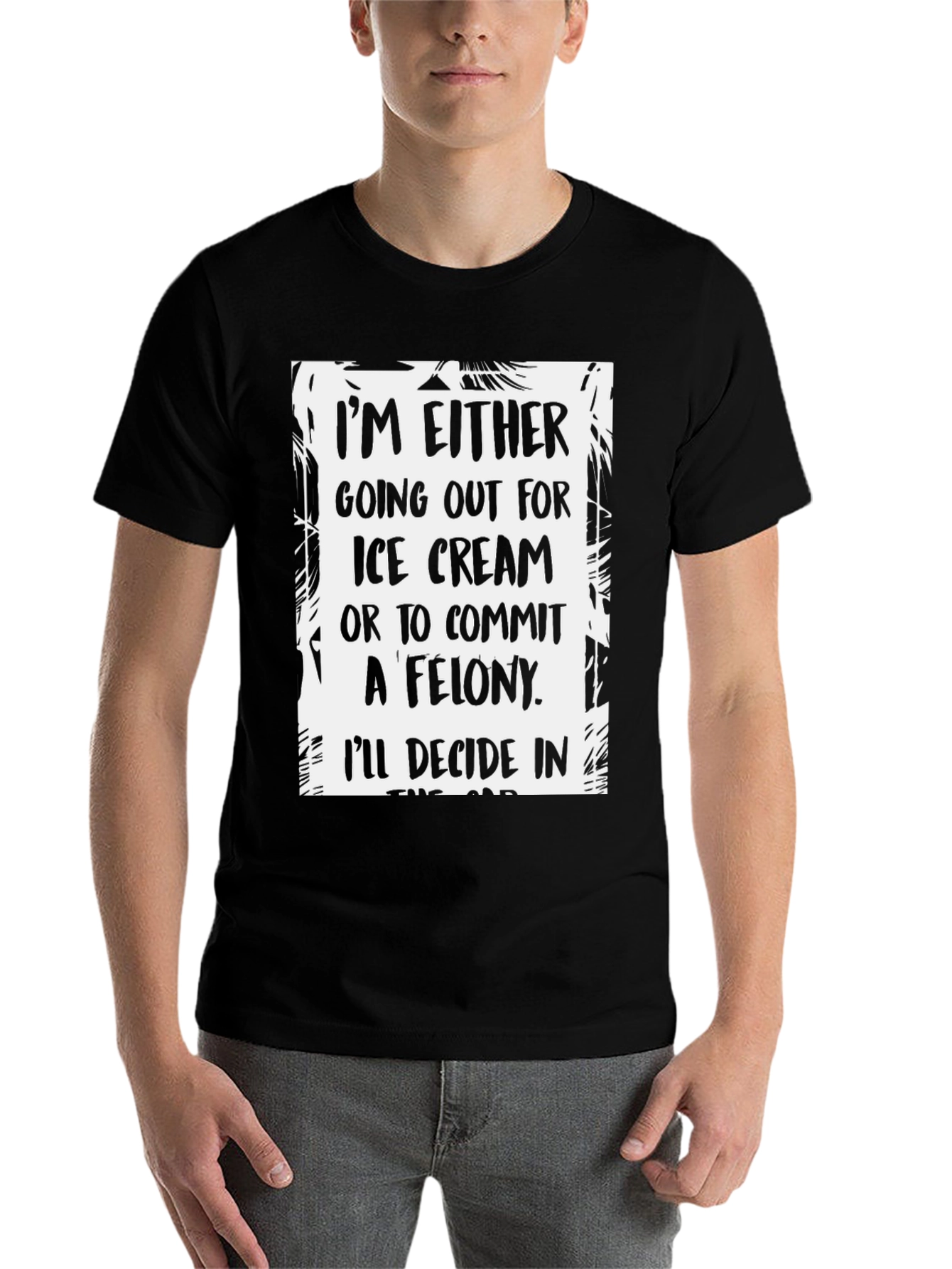 Black Funny Ice Cream or Felony Graphic T-Shirt view 7