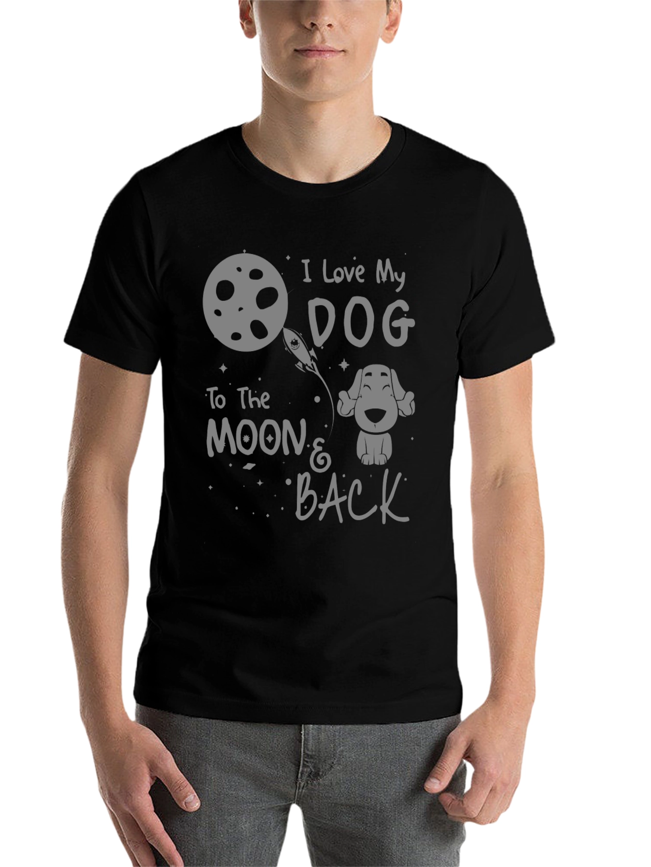 Black I Love My Dog To The Moon And Back T-Shirt view 7