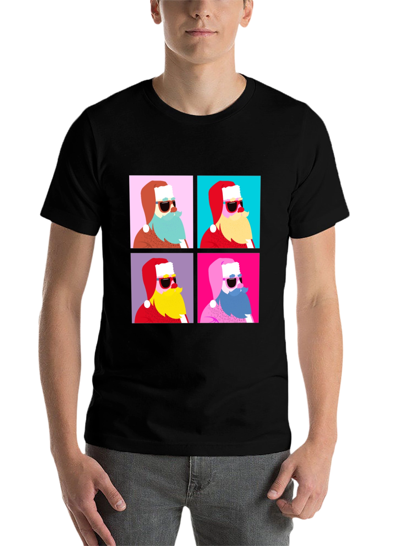Black Retro Santa T-Shirt - Holiday Style view 7
