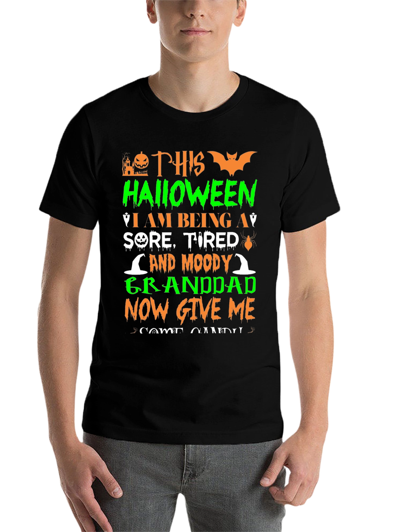 Black Funny Halloween Granddad T-Shirt view 7