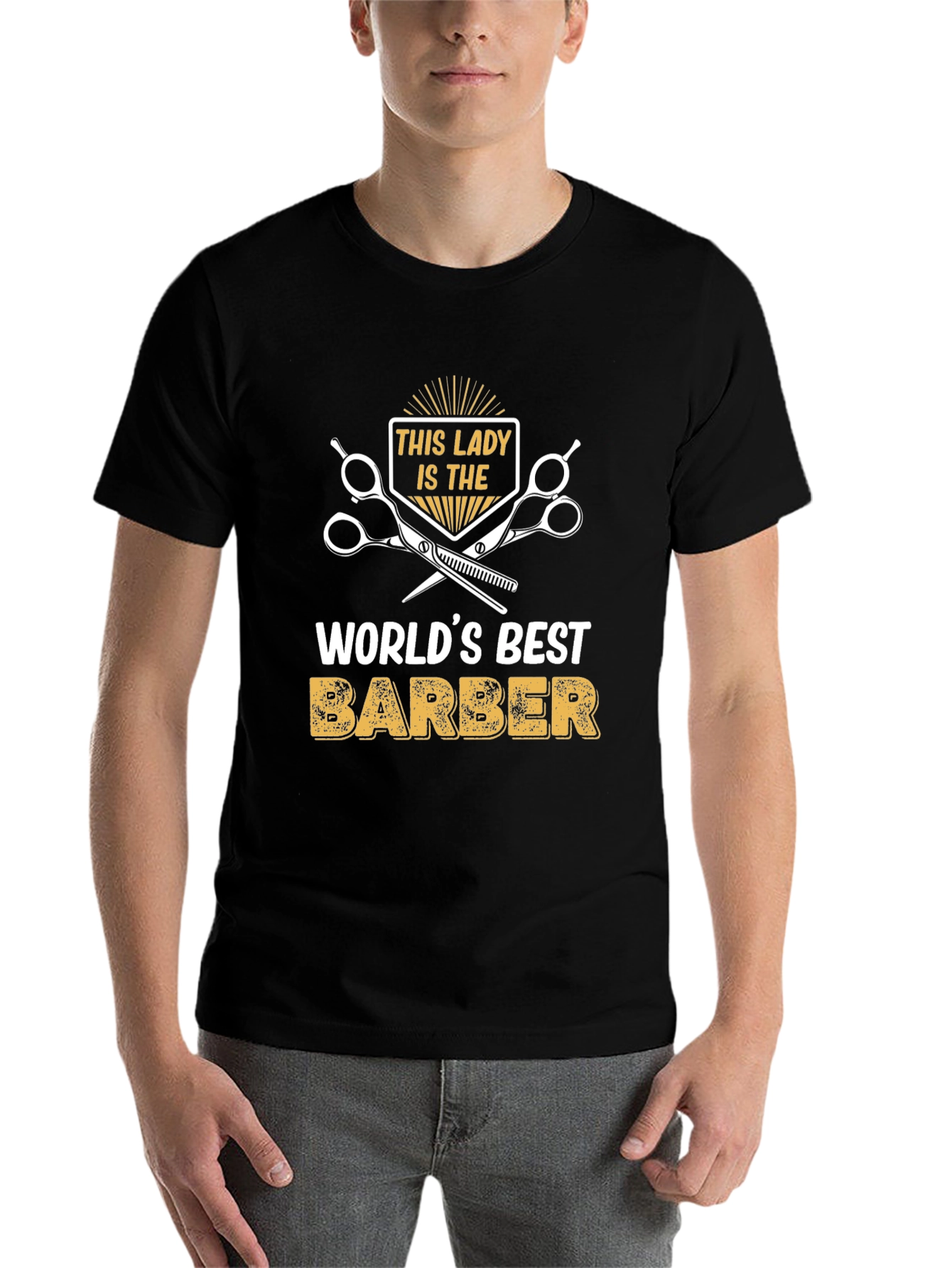 Black World's Best Lady Barber T-Shirt - Black view 7