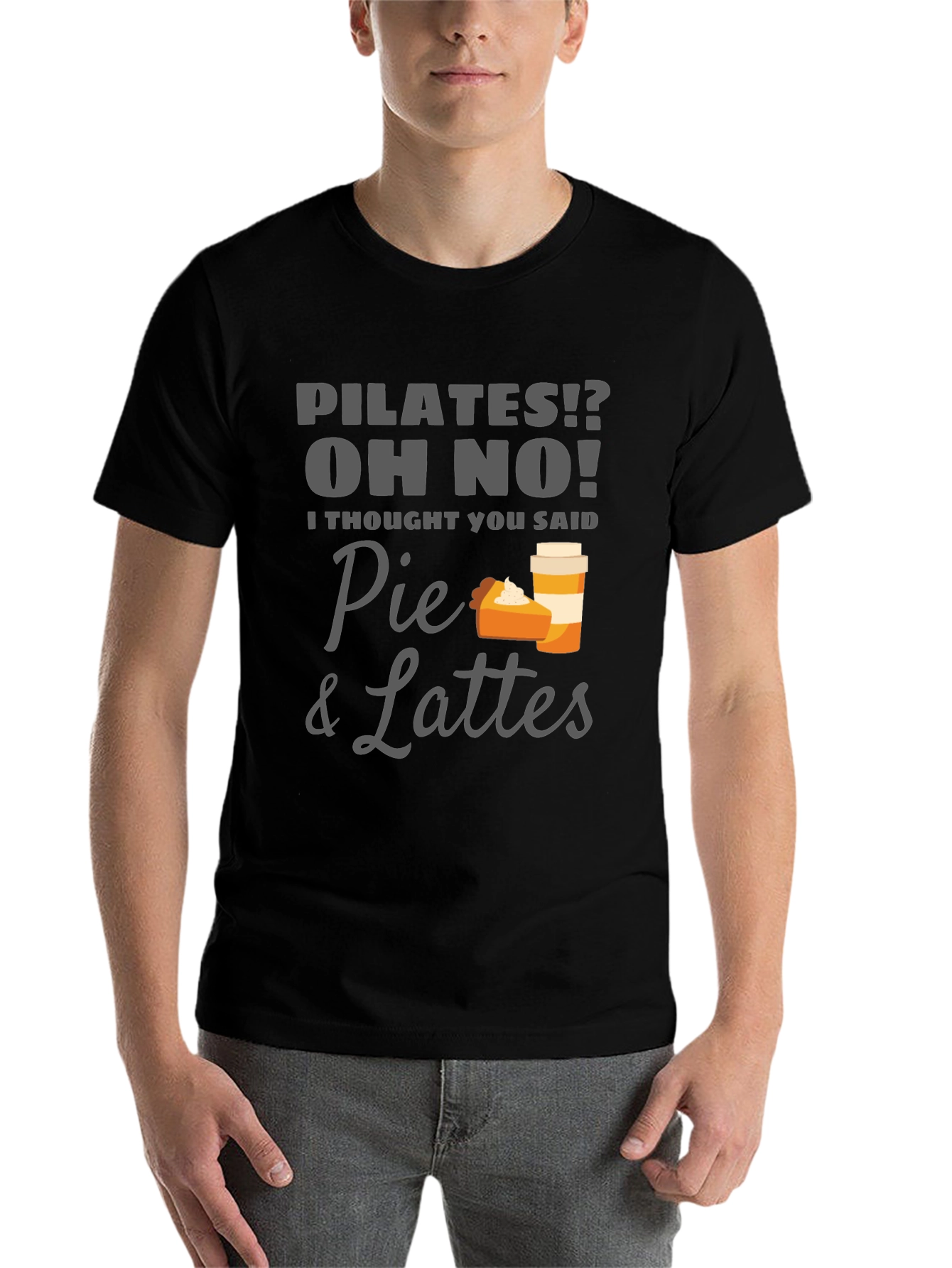 Black Pie & Lattes Graphic Tee - Funny Pilates T-Shirt view 7