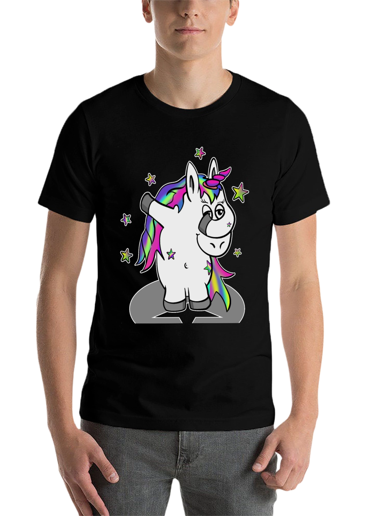 Black Dabbing Unicorn T-Shirt view 7