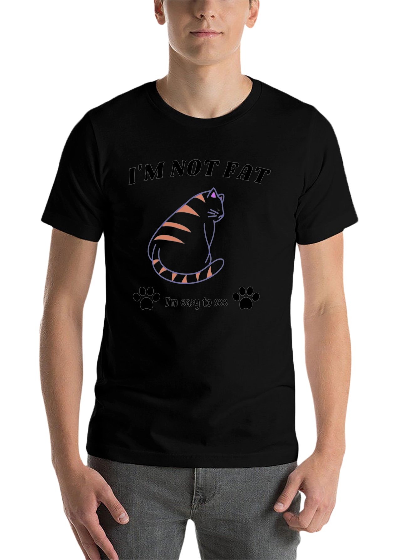 Black I'm Not Fat T-Shirt Funny Cat Tee view 7