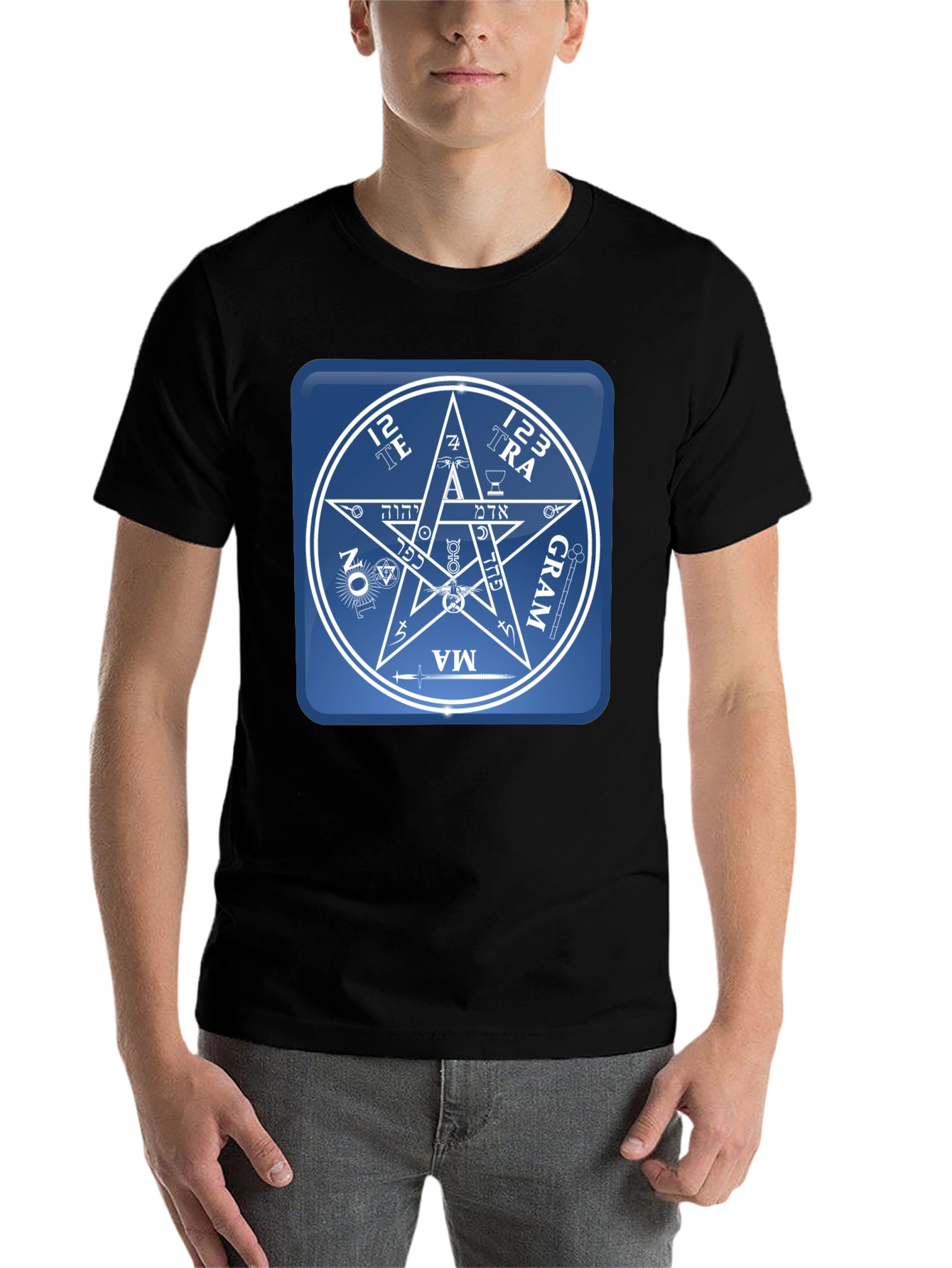 Black Esoteric Symbol Graphic Tee - Unisex Black T-Shirt view 7