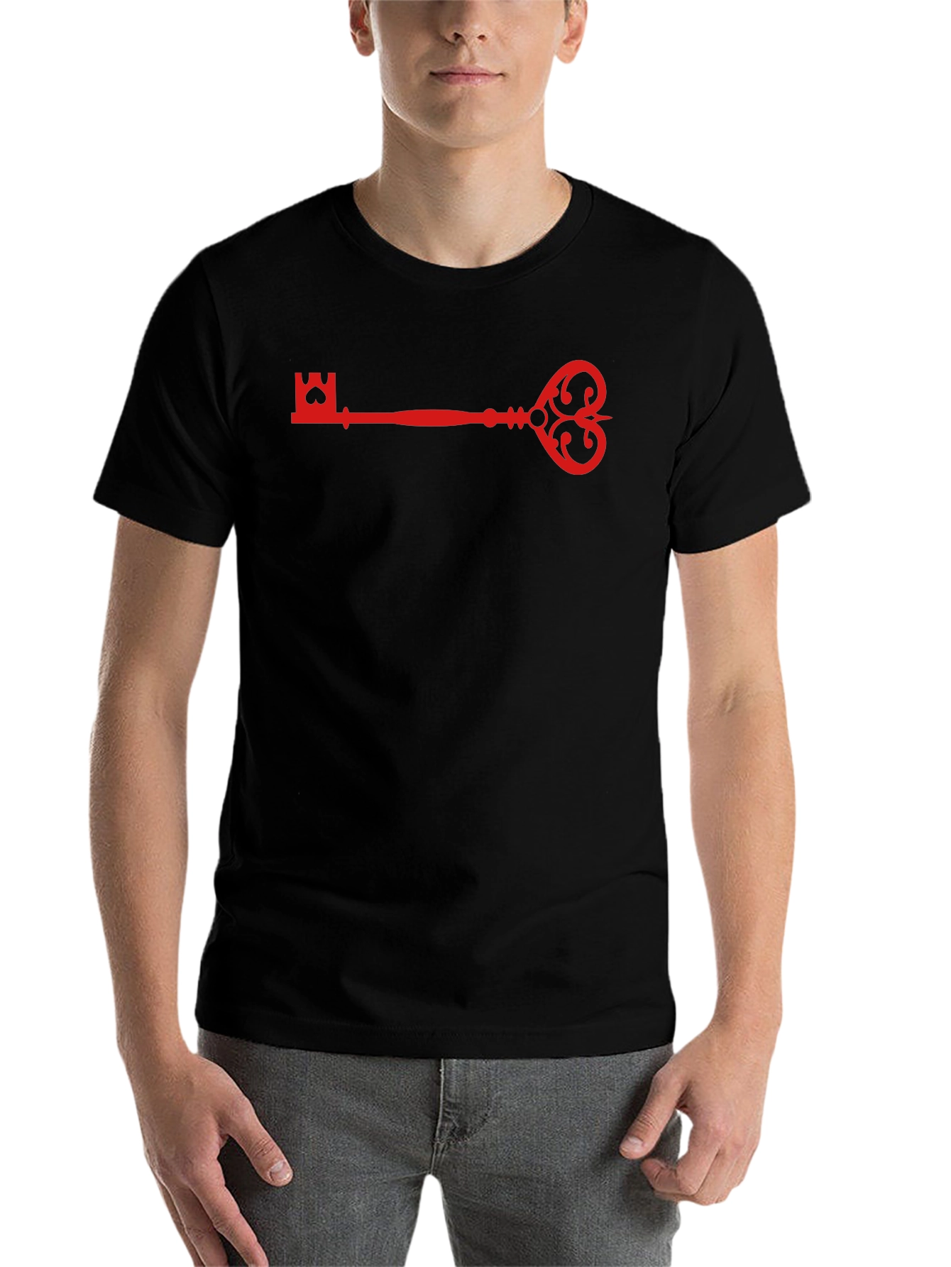 Black Red Key Graphic Black T-Shirt view 7
