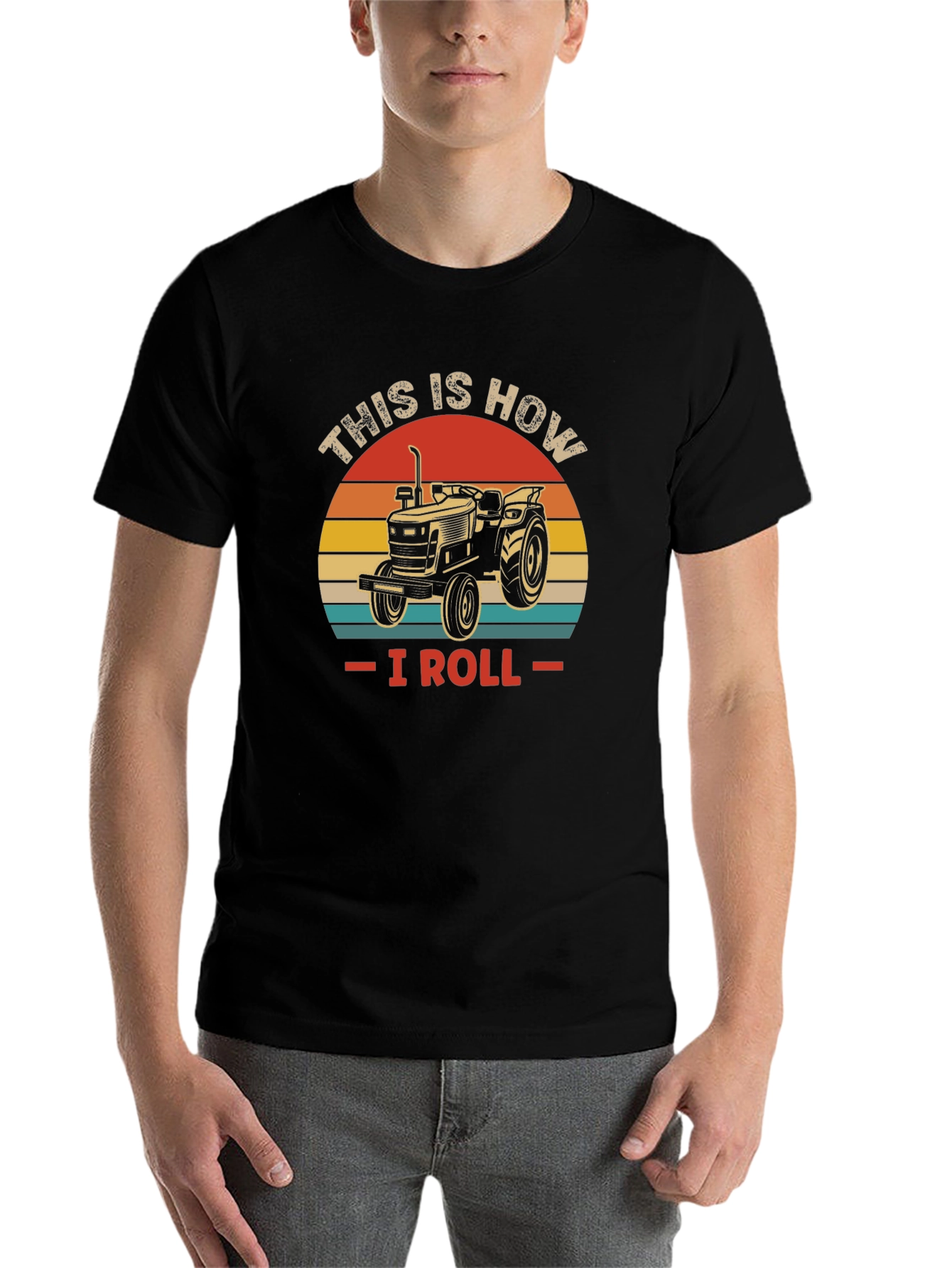 Black This is How I Roll Tractor T-Shirt view 7