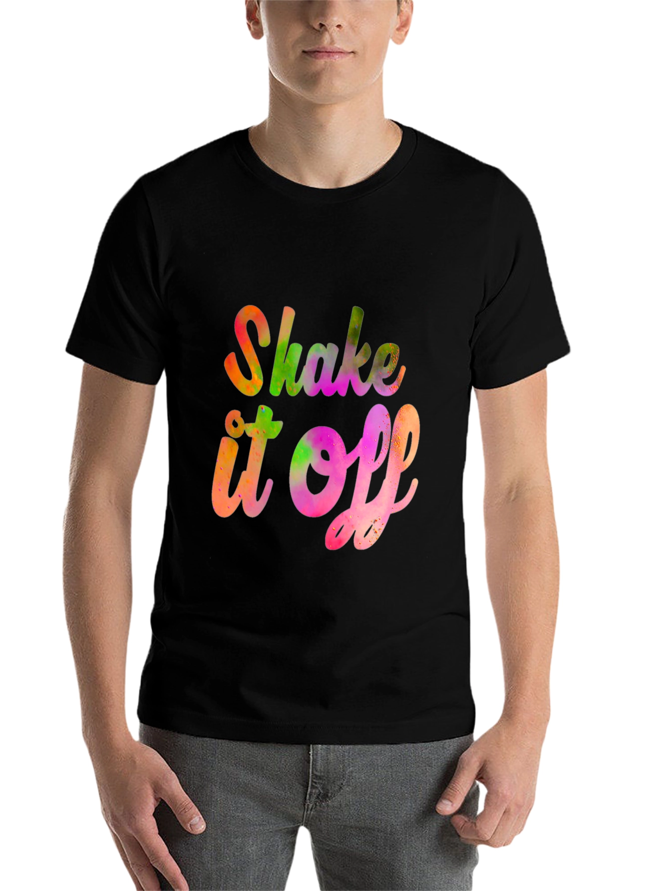 Black Shake It Off Graphic Tee - Vibrant Trendy Design view 7