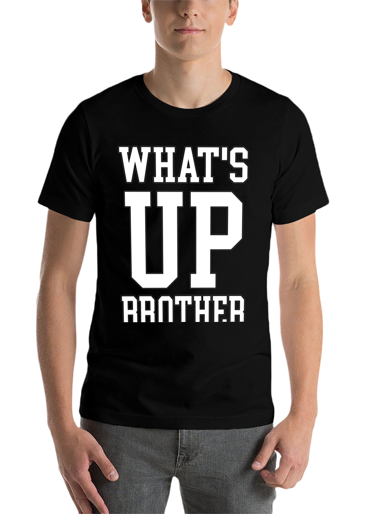 Black What's Up Brother Black Graphic T-Shirt view 7