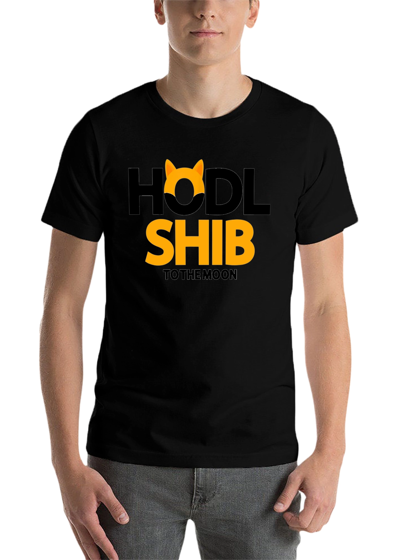 Black HODL Shib to the Moon Black T-Shirt view 7