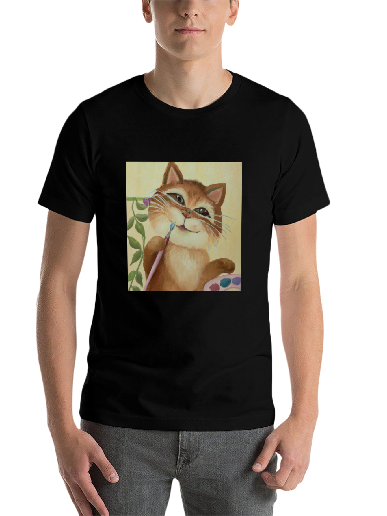 Cat Artist T-Shirt - Whimsical Painter Tee - 7