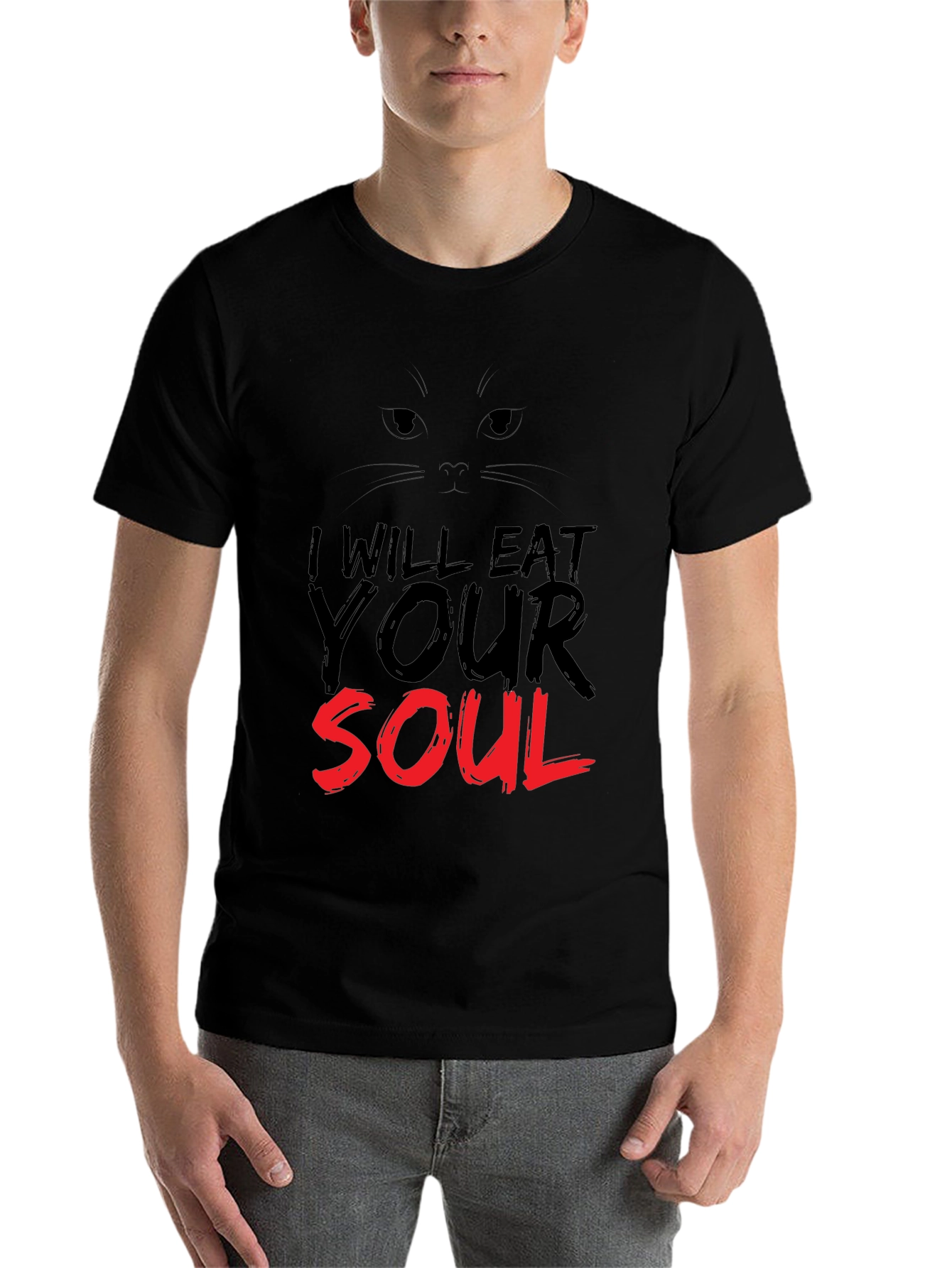 Black I Will Eat Your Soul Graphic Tee - Black Cat view 7