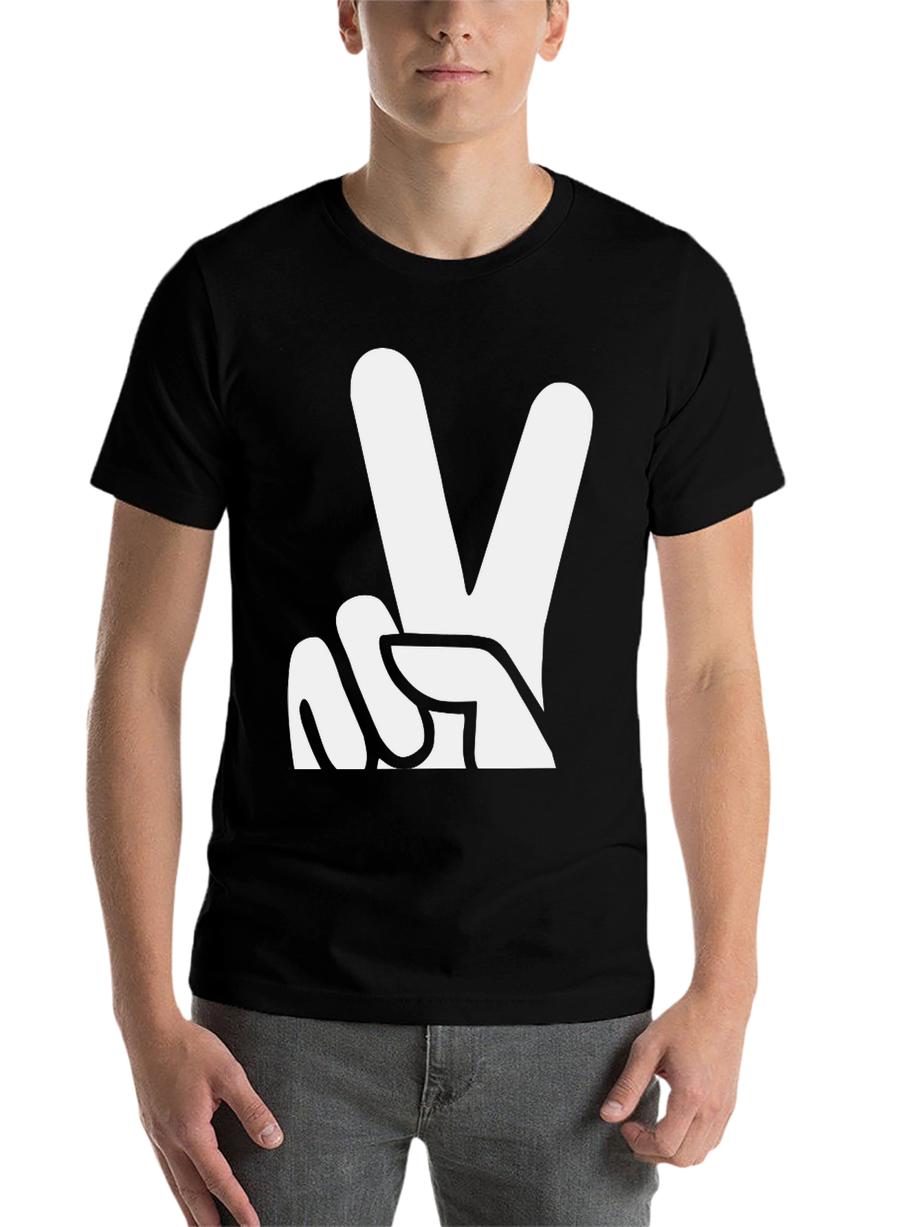 Black Peace Sign Graphic Tee - Black T-Shirt view 7