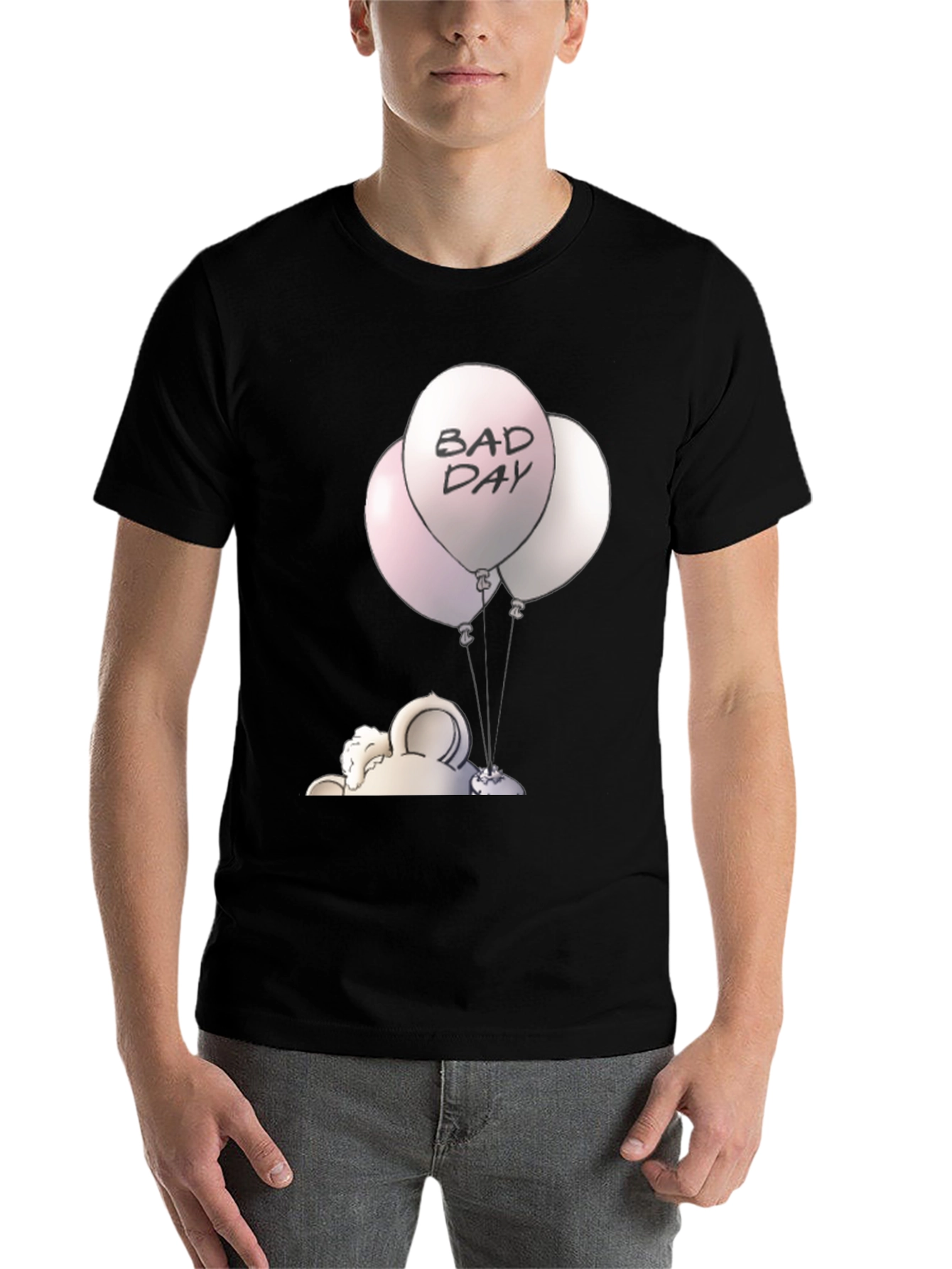 Black Bad Day Balloons Graphic Tee - Unisex Black T-Shirt view 7
