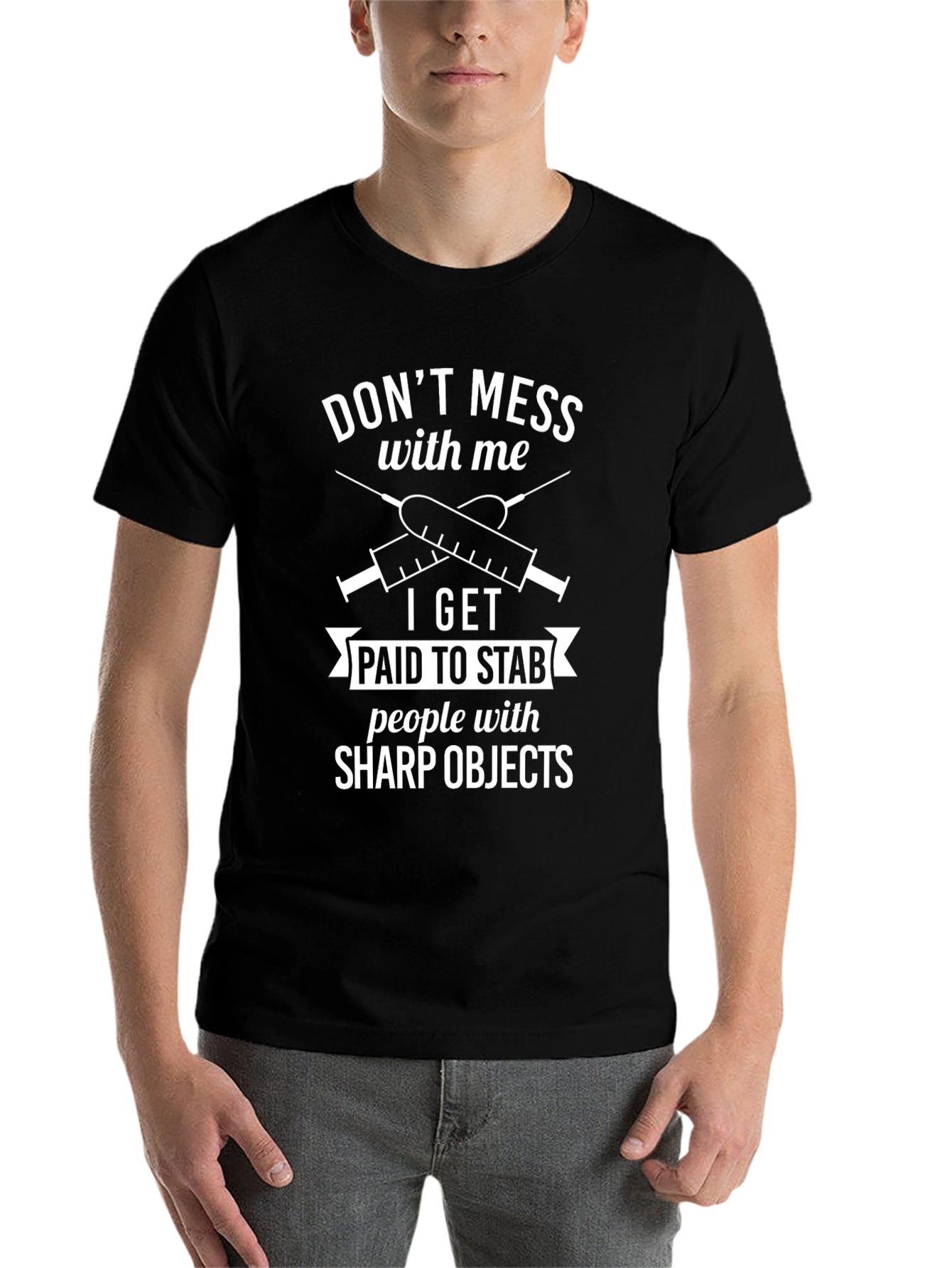 Black Don't Mess With Me Sharp Objects T-Shirt view 7