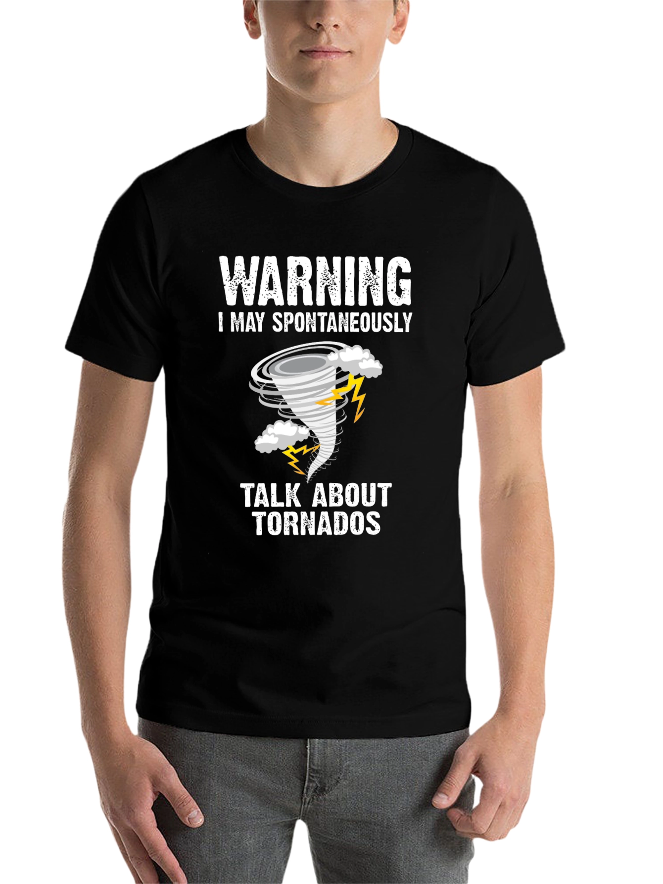 Black Warning Tornado T-Shirt: Spontaneously Talk About Tornadoes! view 7
