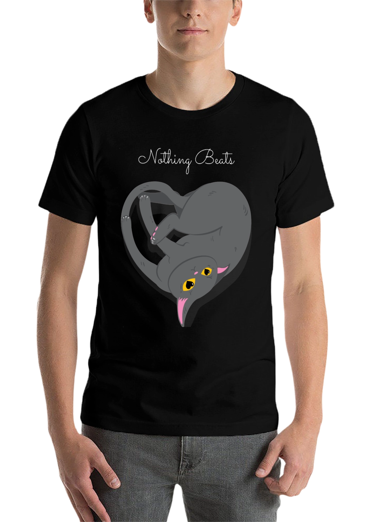 Black Nothing Beats Cat Love T-Shirt view 7
