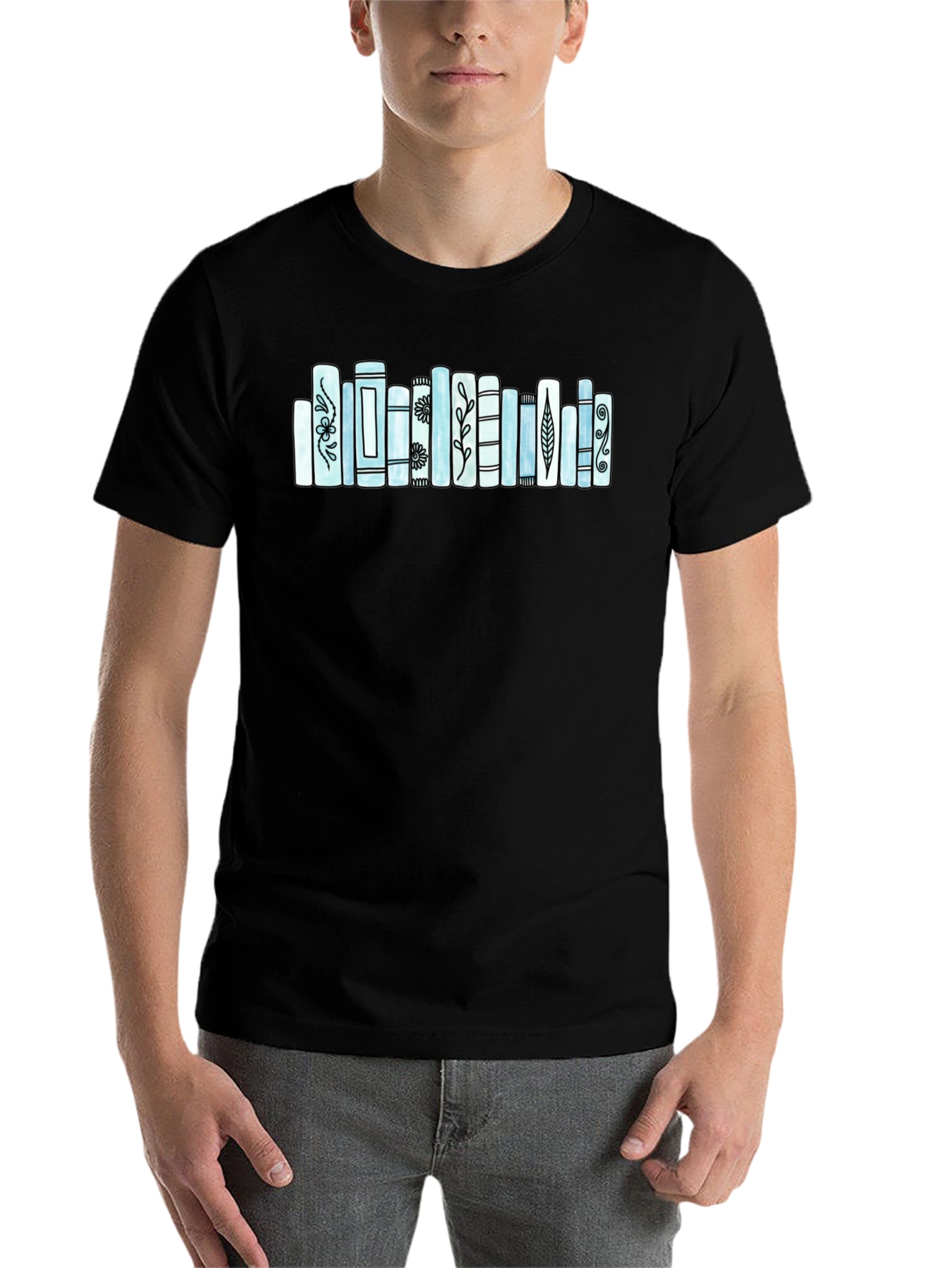 Black Bookworm Graphic Tee - Literary Style T-Shirt view 7
