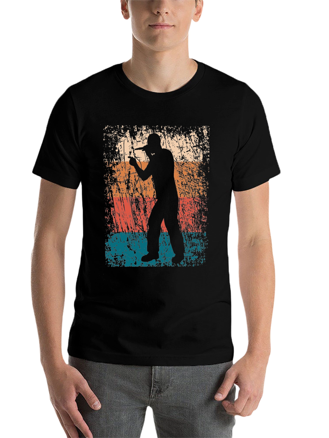 Black Retro Singer Graphic Tee - Black view 7