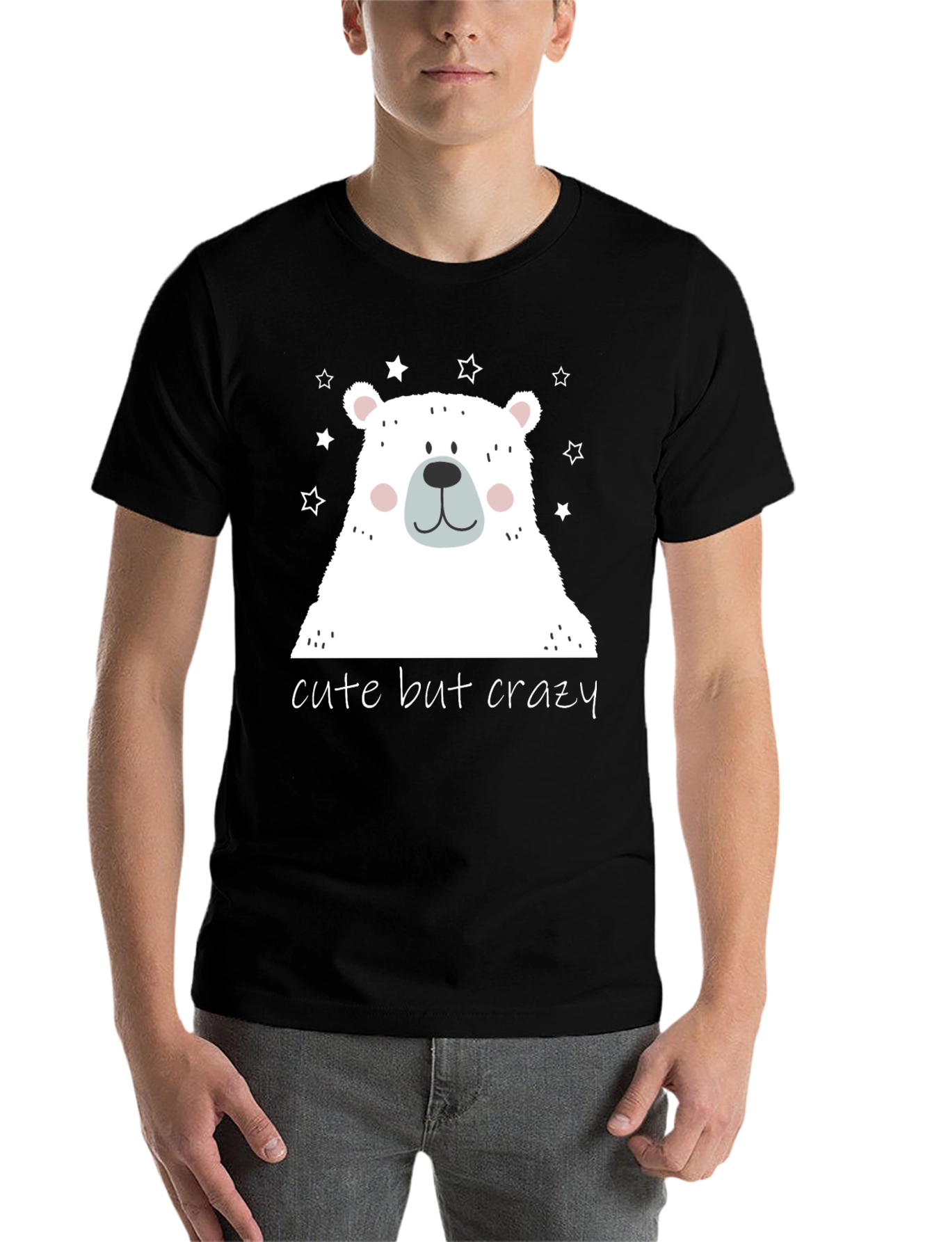 Black Cute But Crazy Bear Graphic Tee view 7
