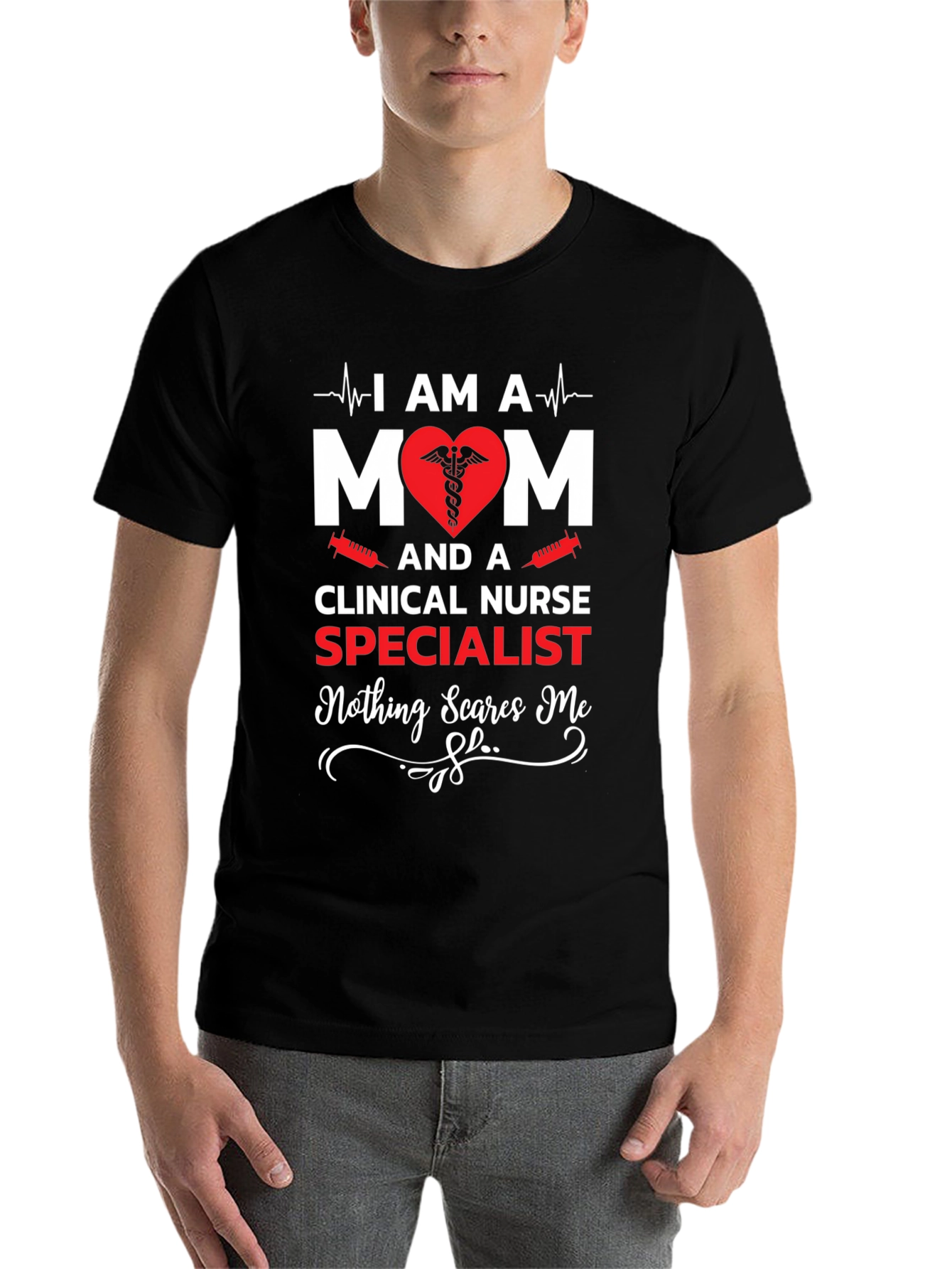 Black I Am A Mom & Clinical Nurse Specialist T-Shirt view 7