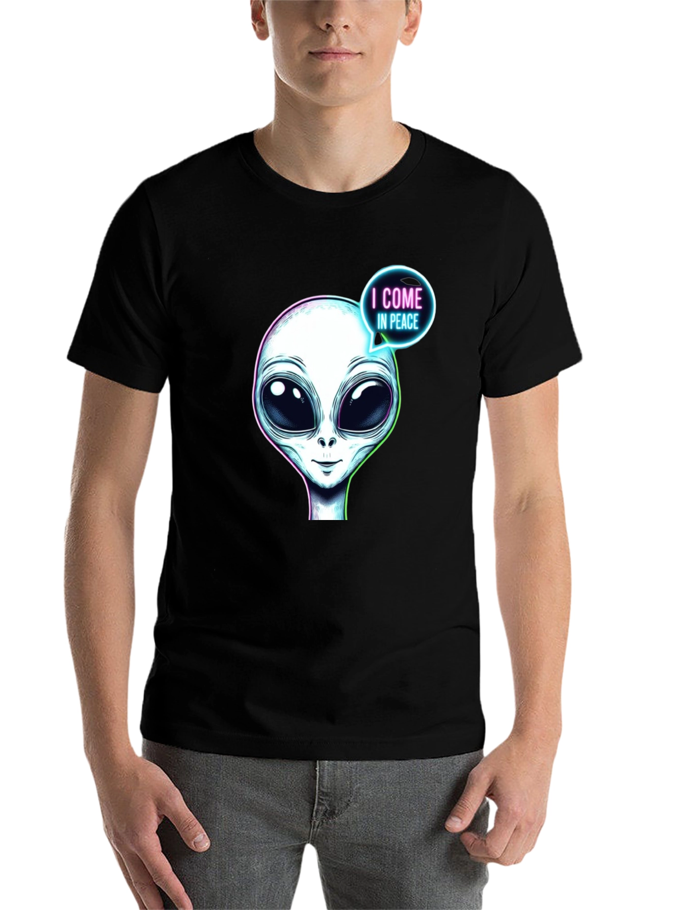 Alien T-Shirt - I Come In Peace - Black - 7