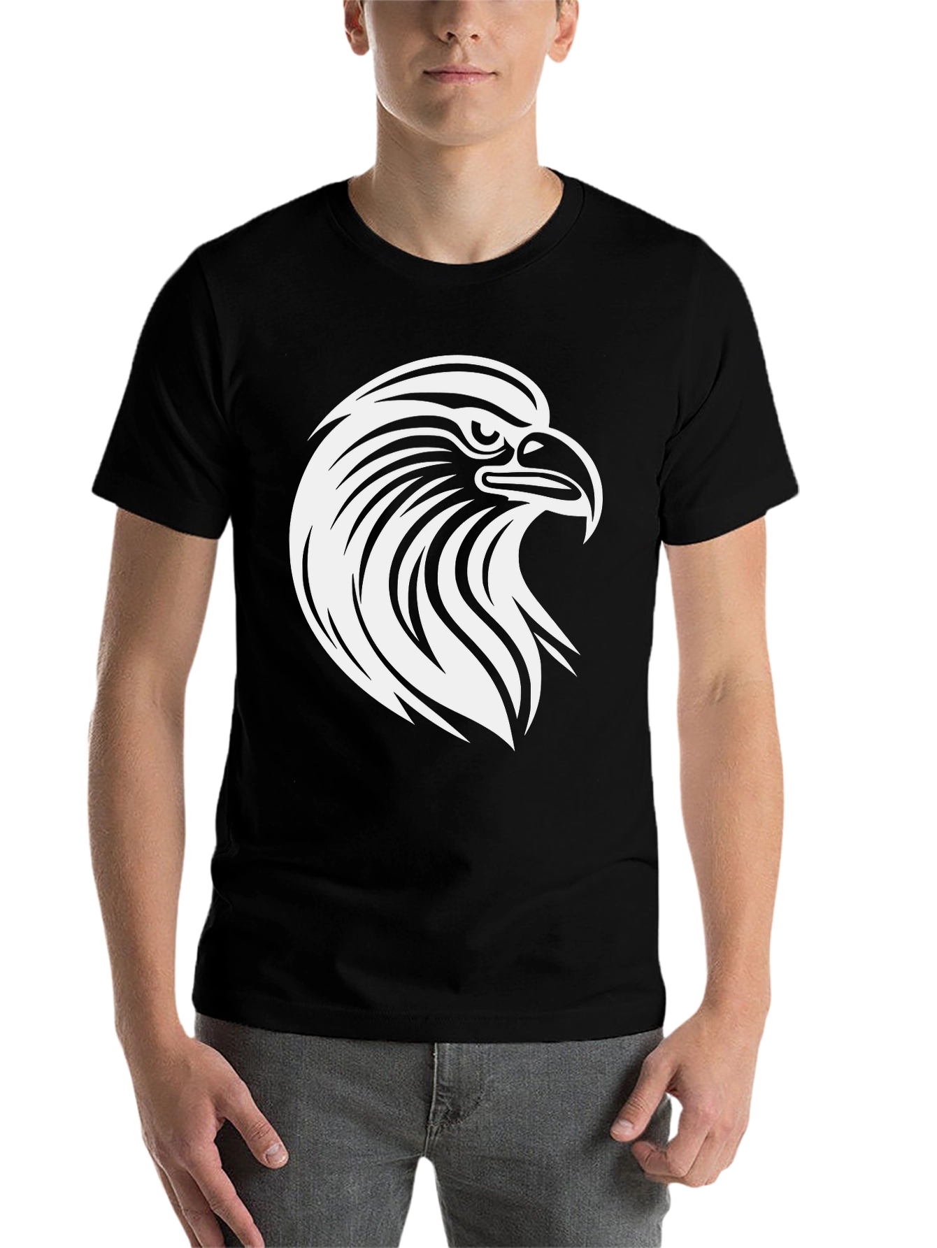 Black Bold Eagle Graphic Tee - Black Cotton T-Shirt view 7