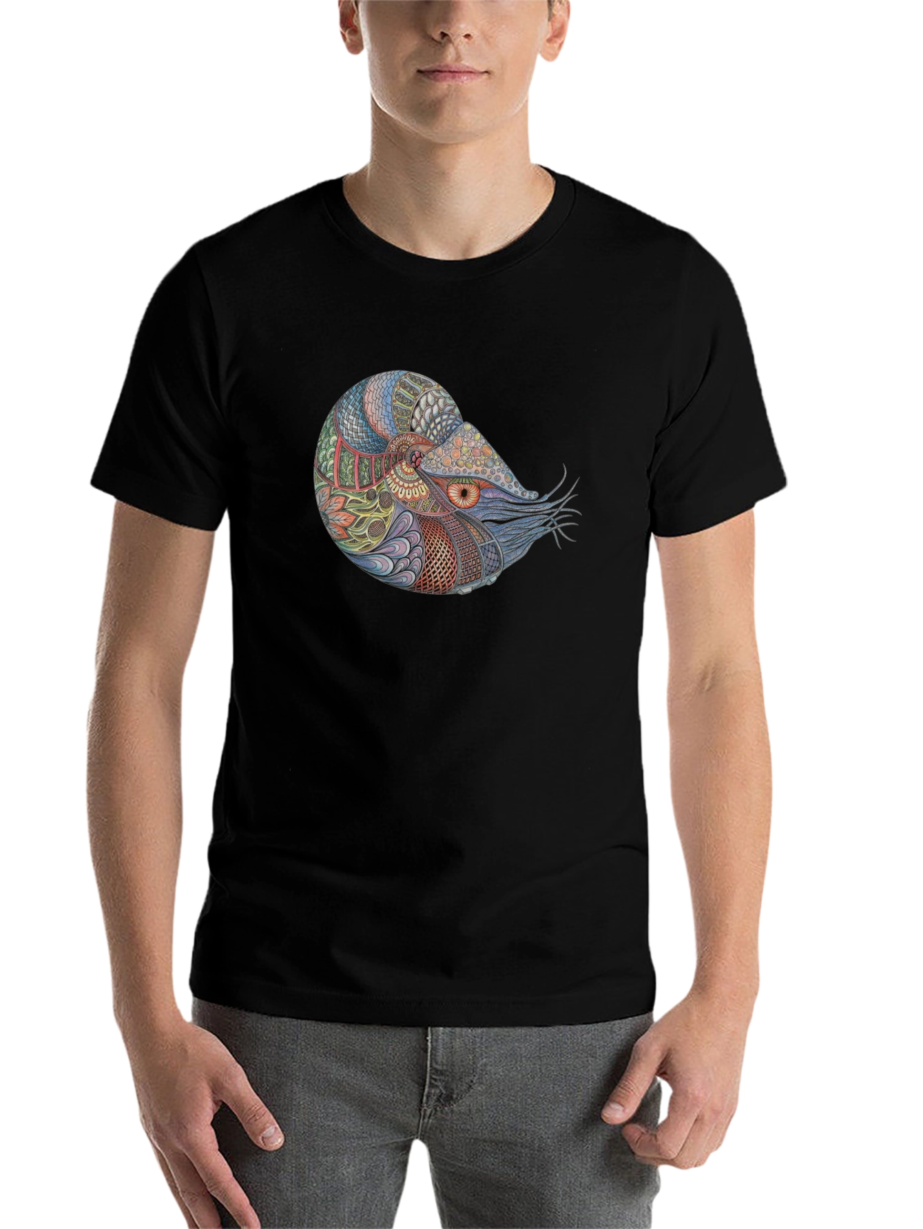 Black Nautilus Graphic Black T-Shirt view 7