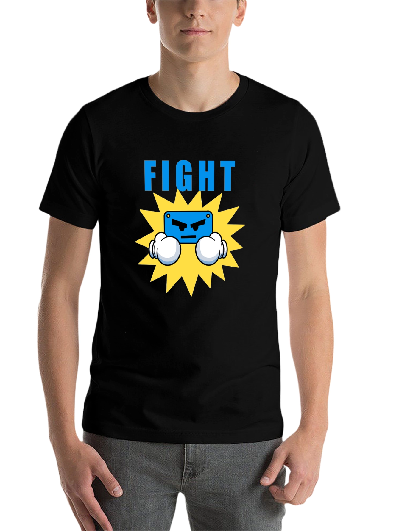 Black Fight Graphic T-Shirt - Boxing Cartoon Design view 7