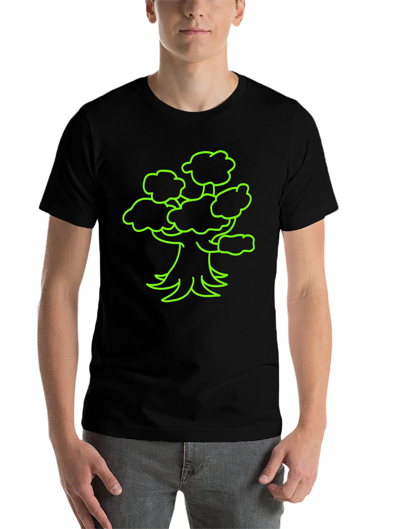 Black Neon Tree Graphic Tee - Black Cotton T-Shirt view 7