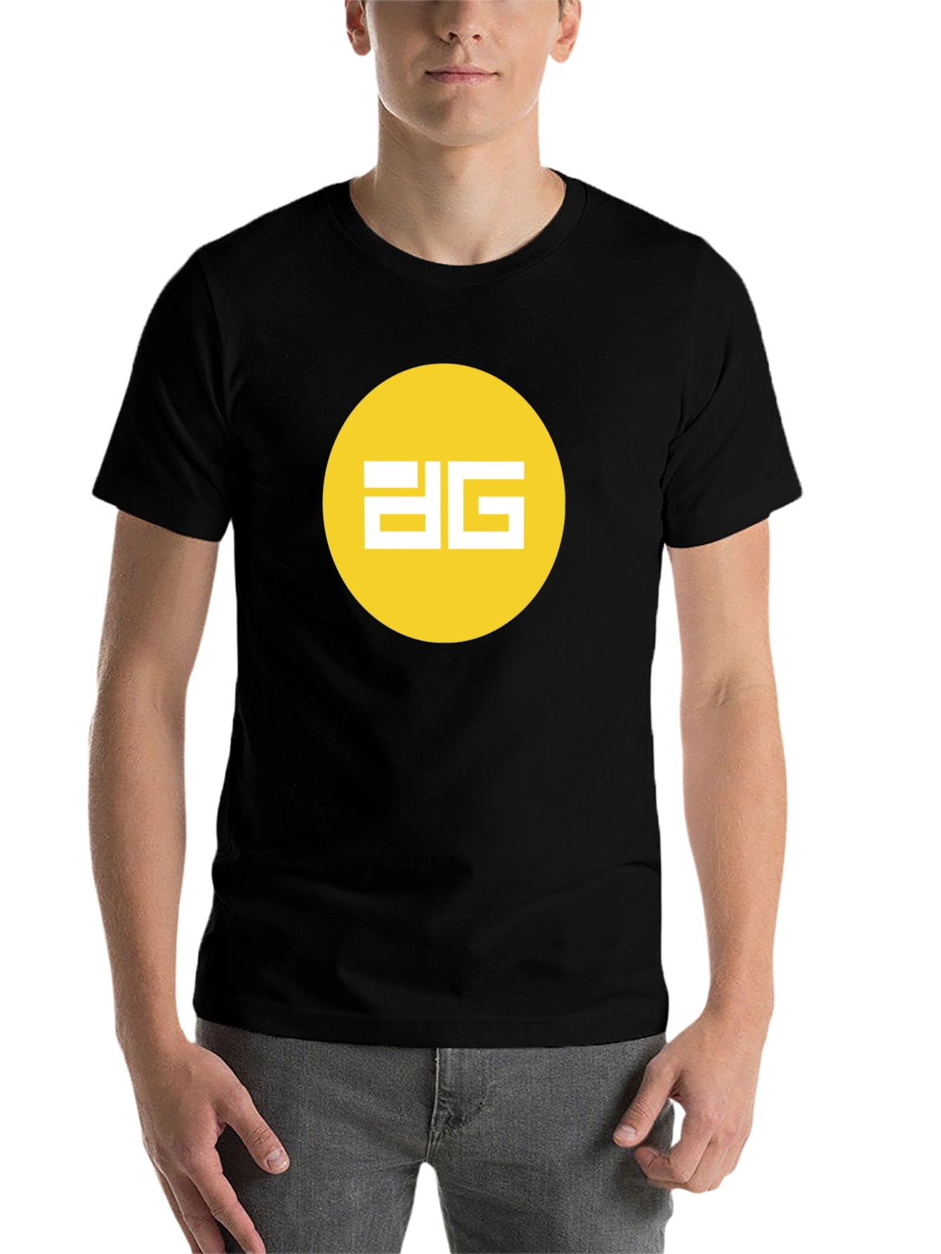 Black Modern Black Tee - Yellow Circle Graphic Design view 7