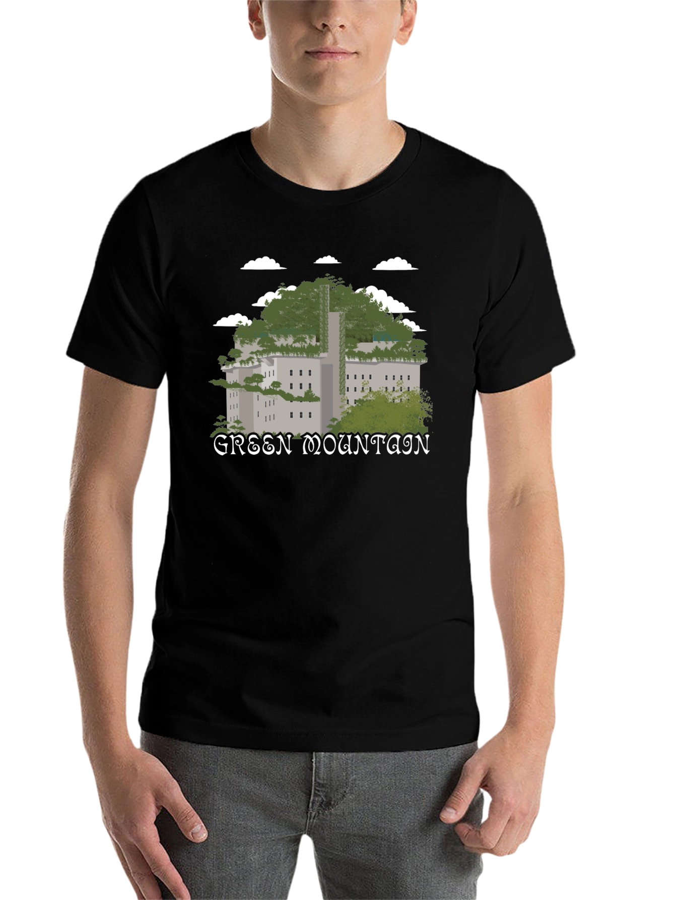 Black Green Mountain Graphic T-Shirt - Nature Inspired Tee view 7