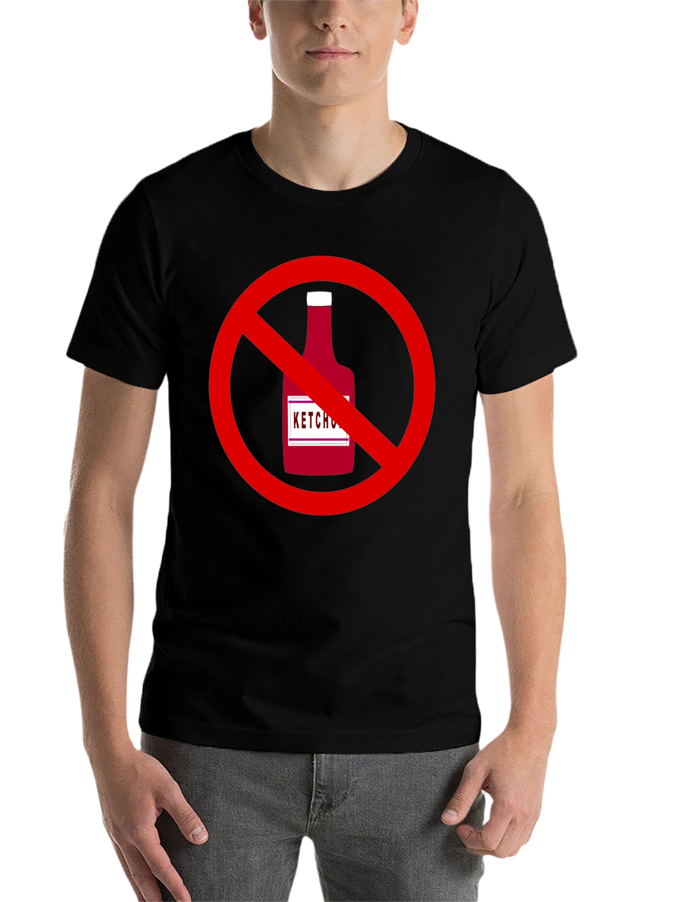 Black No Ketchup T-Shirt - Funny Graphic Tee view 7