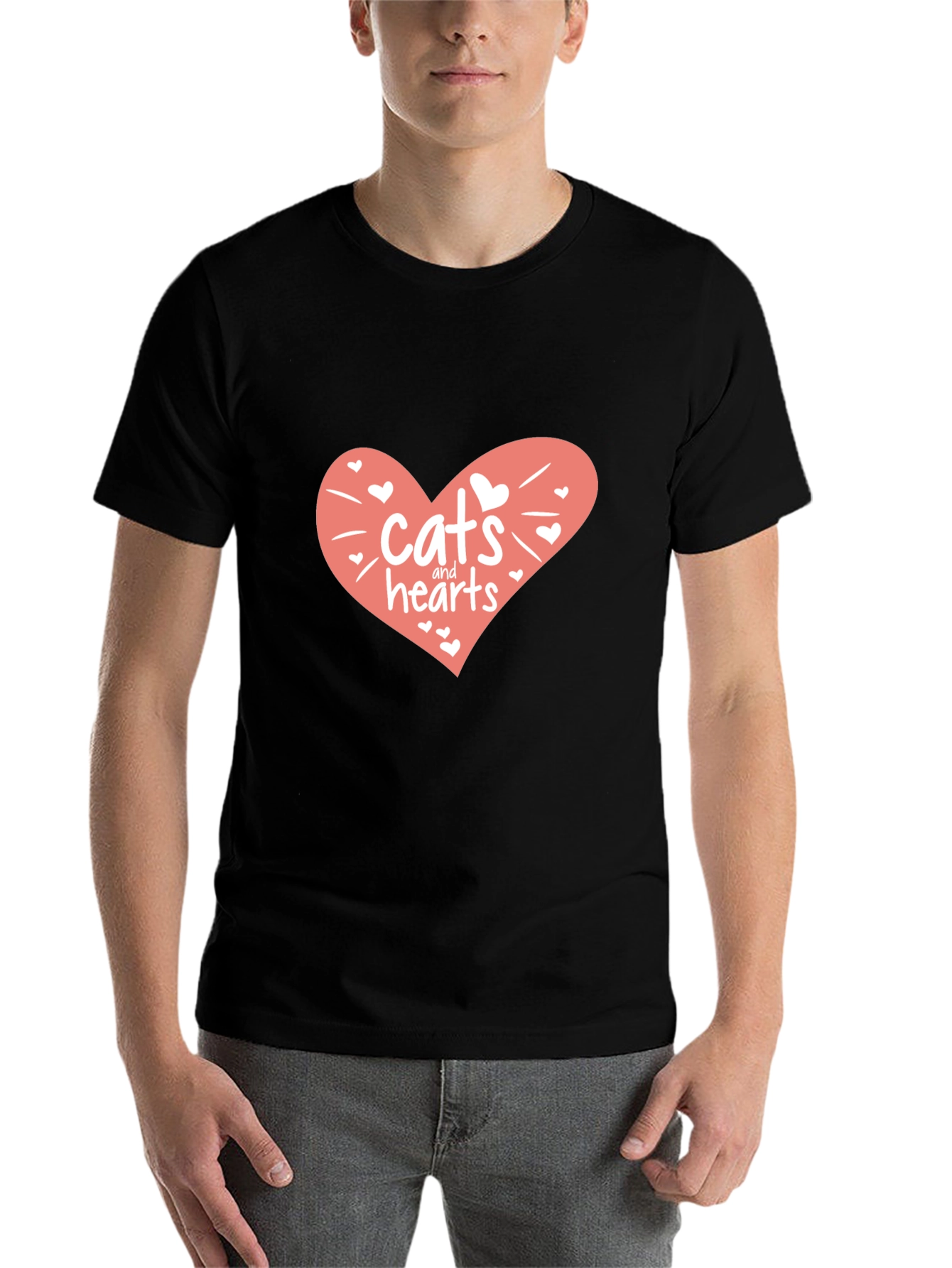 Cats and Hearts Graphic Tee - Soft Cotton Blend - 7