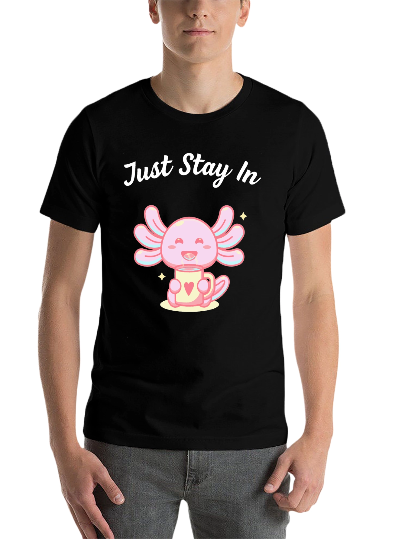 Black Just Stay In Axolotl T-Shirt view 7