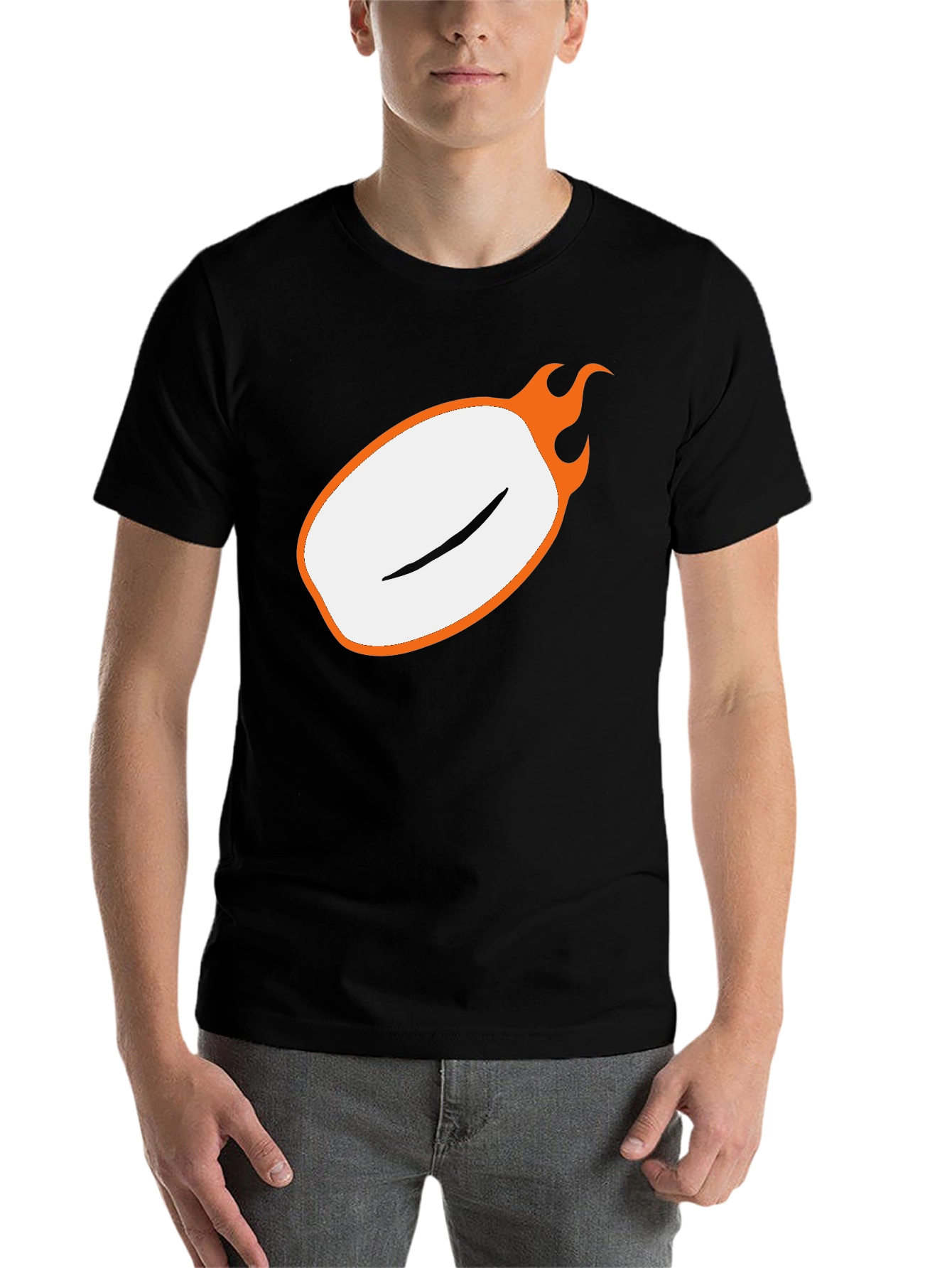 Black Men's Black Graphic Tee - Flaming Oval Design view 7