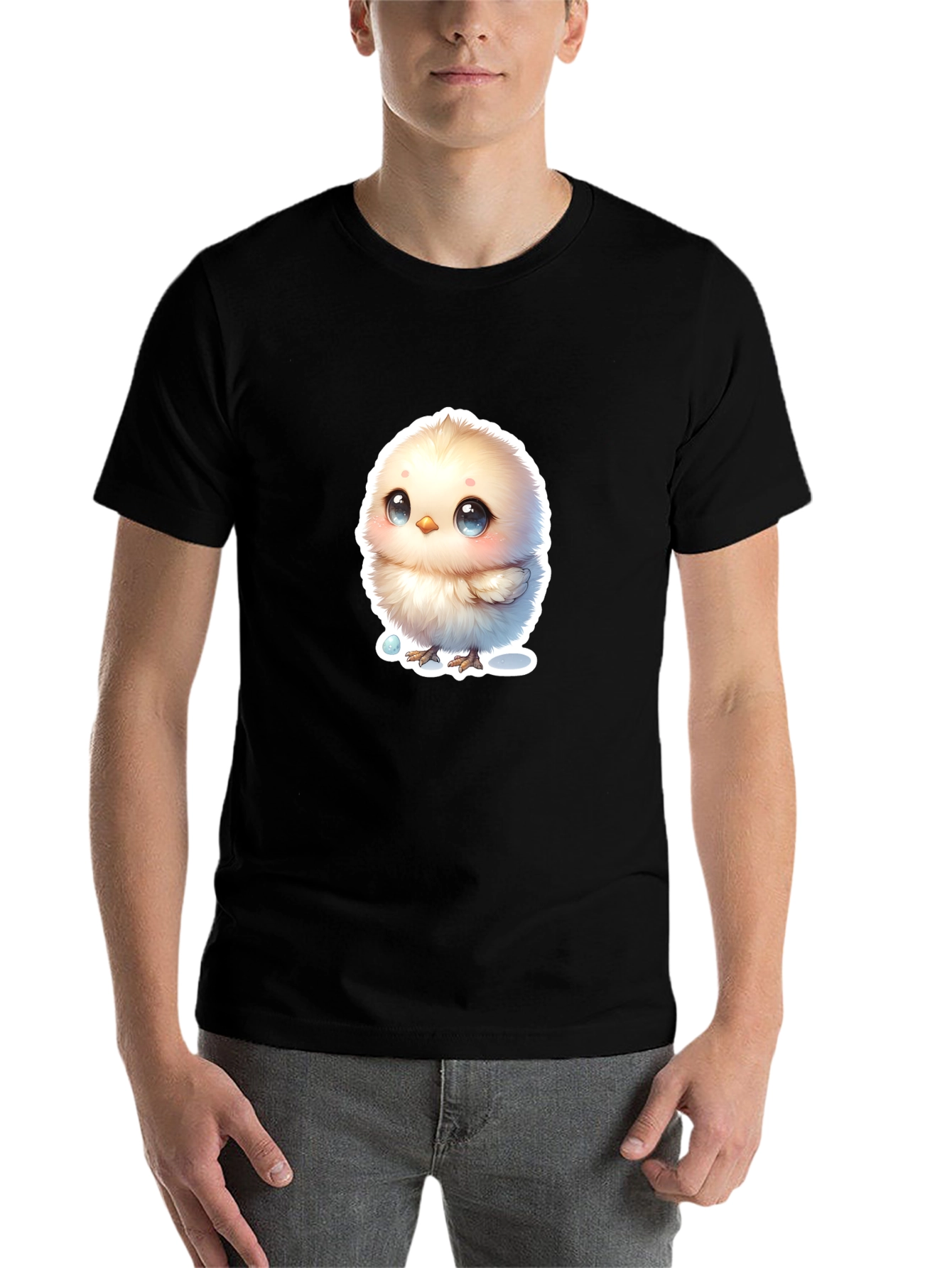 Black Cute Chick Graphic Tee - Black Cotton Blend T-Shirt view 7