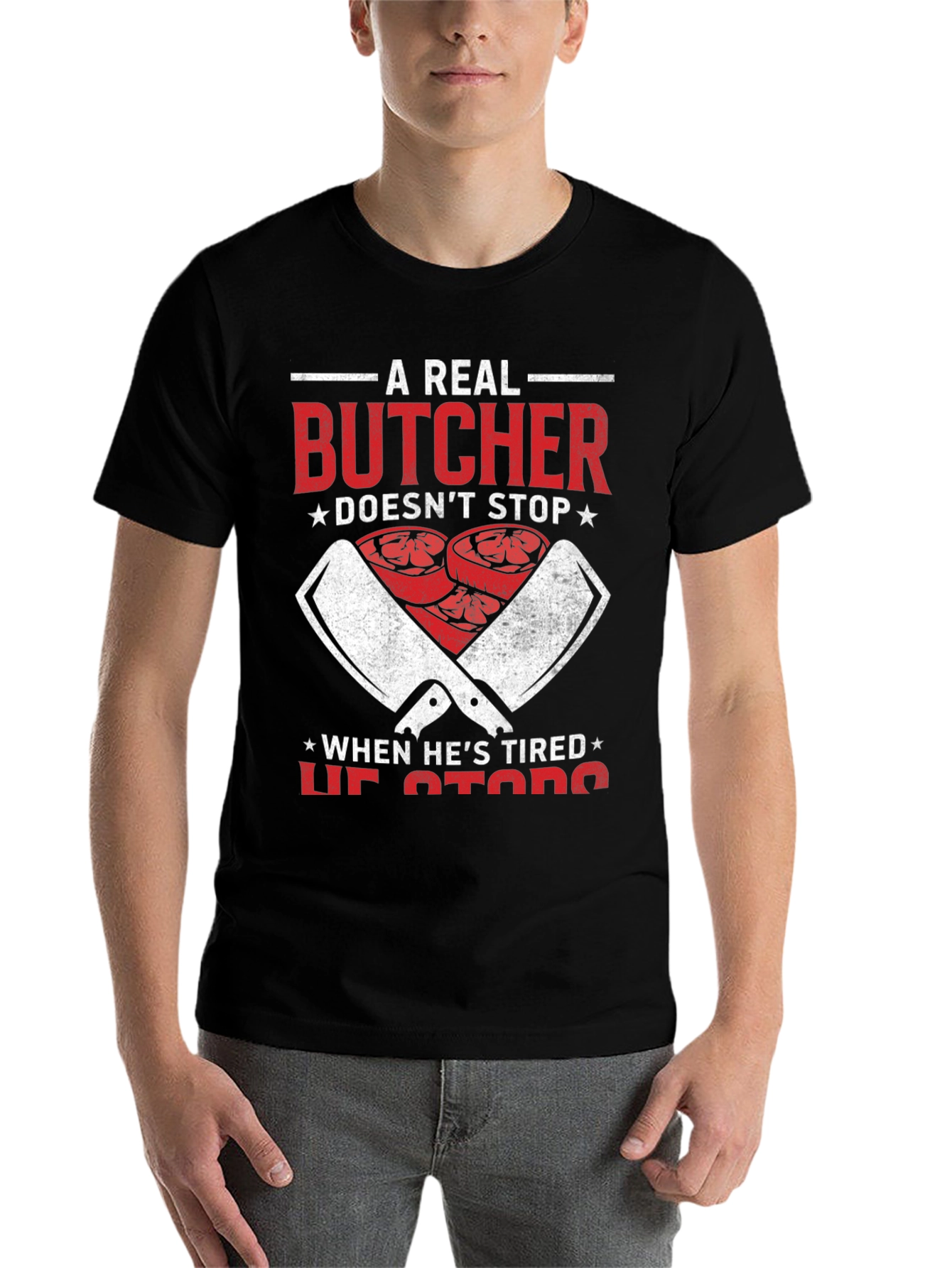 Black A Real Butcher Graphic Tee view 7
