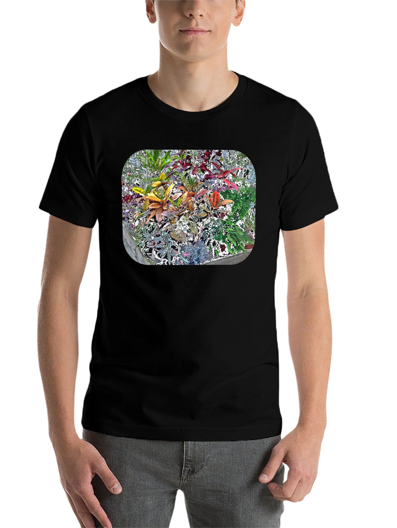 Black Vibrant Croton Plant Graphic Tee view 7