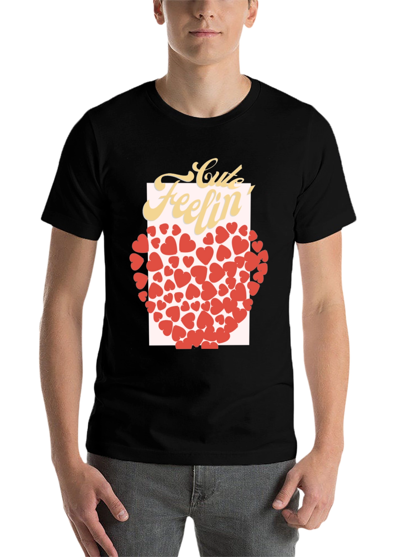 Black Cute Feelin' Heart Graphic T-Shirt view 7