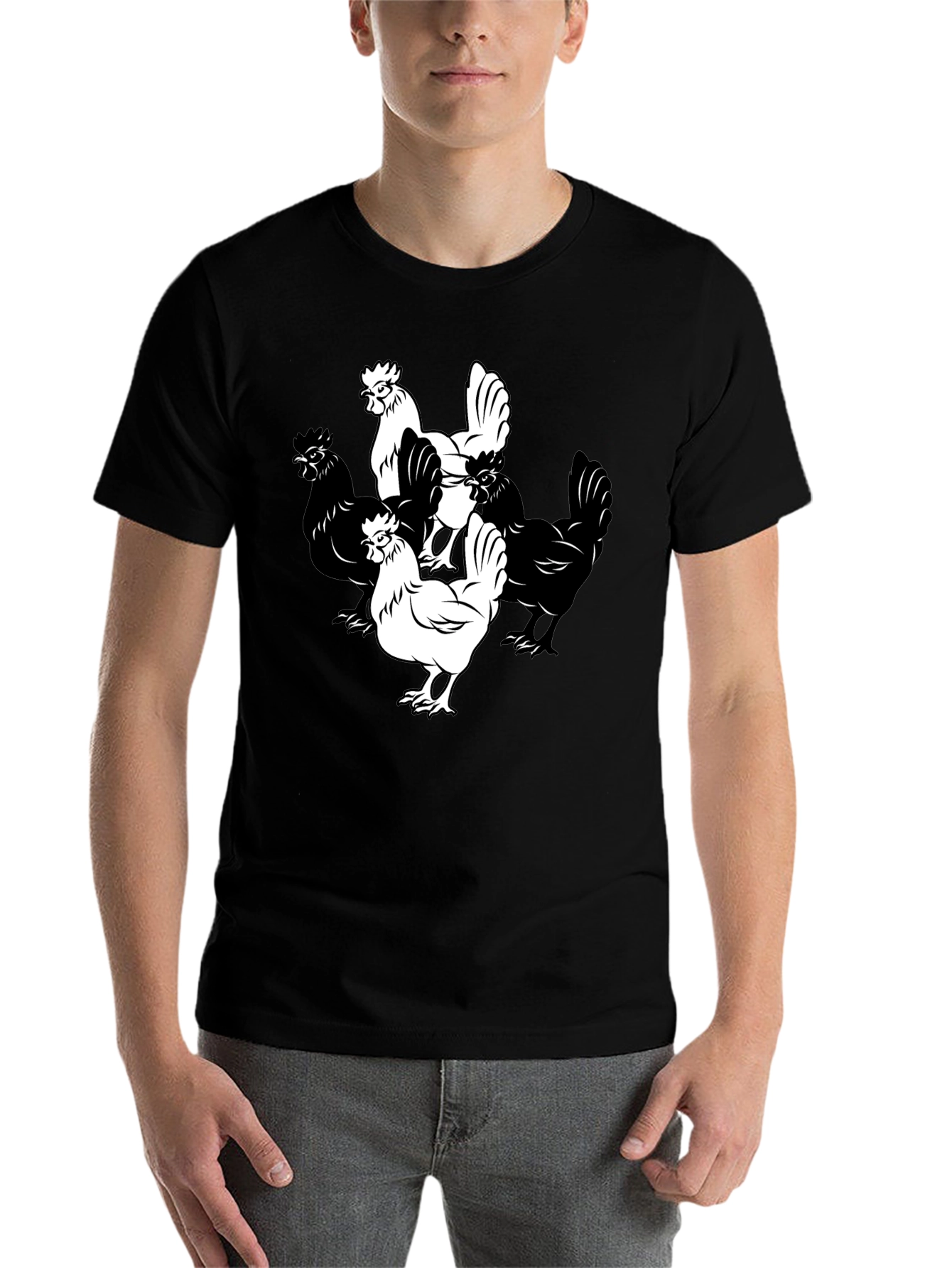 Black Chicken Graphic T-Shirt - Black Cotton Tee view 7