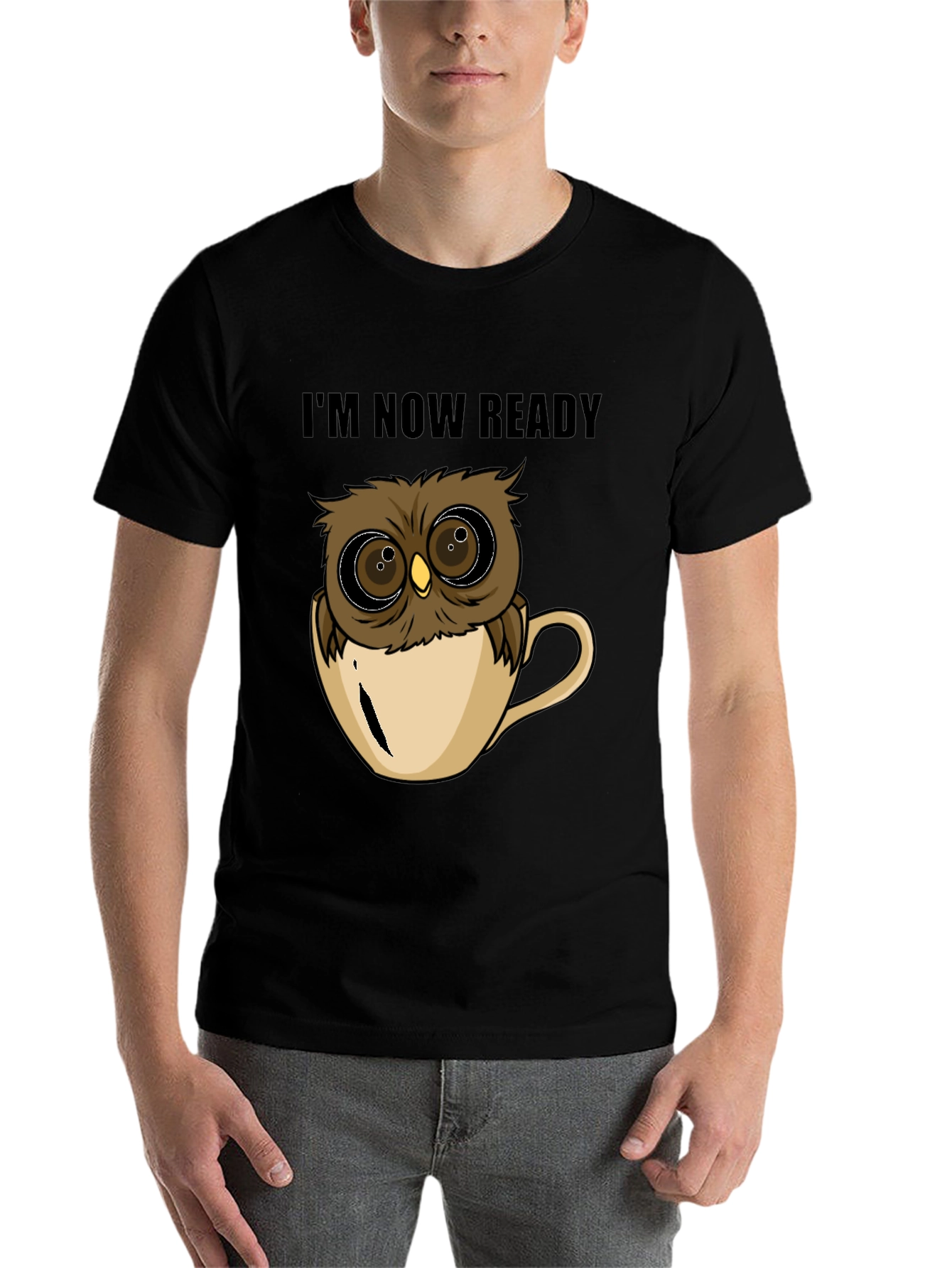 Black Owl in Cup T-Shirt - I'm Now Ready view 7