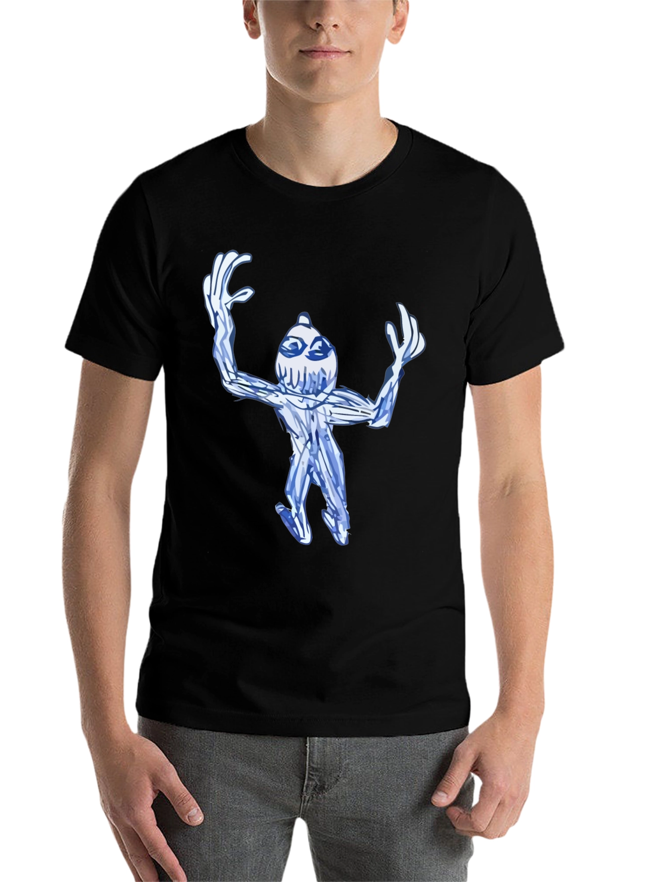 Black Abstract Blue Creature Black T-Shirt view 7