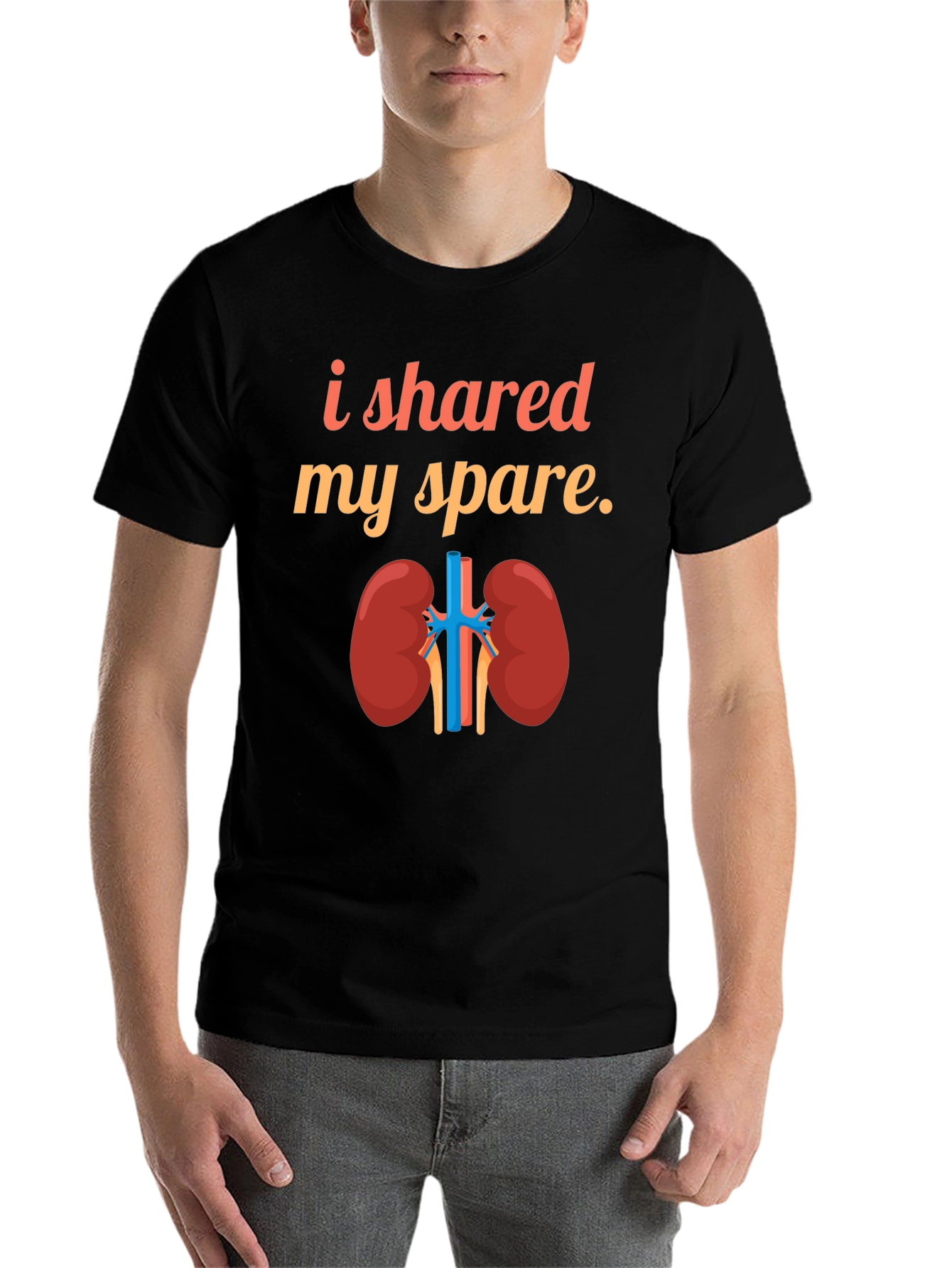 Black Kidney Donor T-Shirt - I Shared My Spare view 7