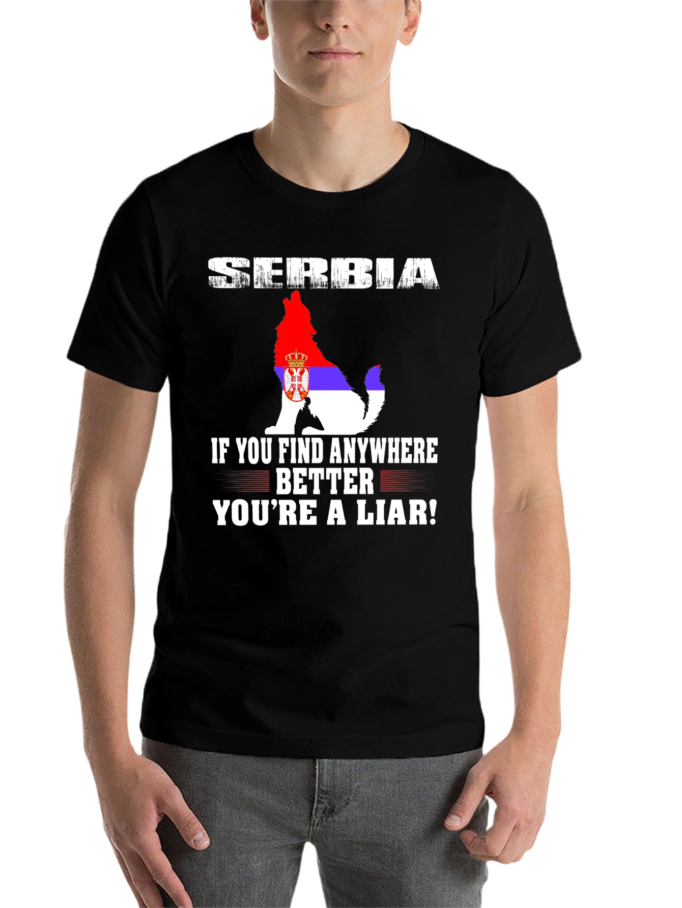 Serbia Wolf Flag Graphic Tee - Patriotic Pride T-Shirt - 7