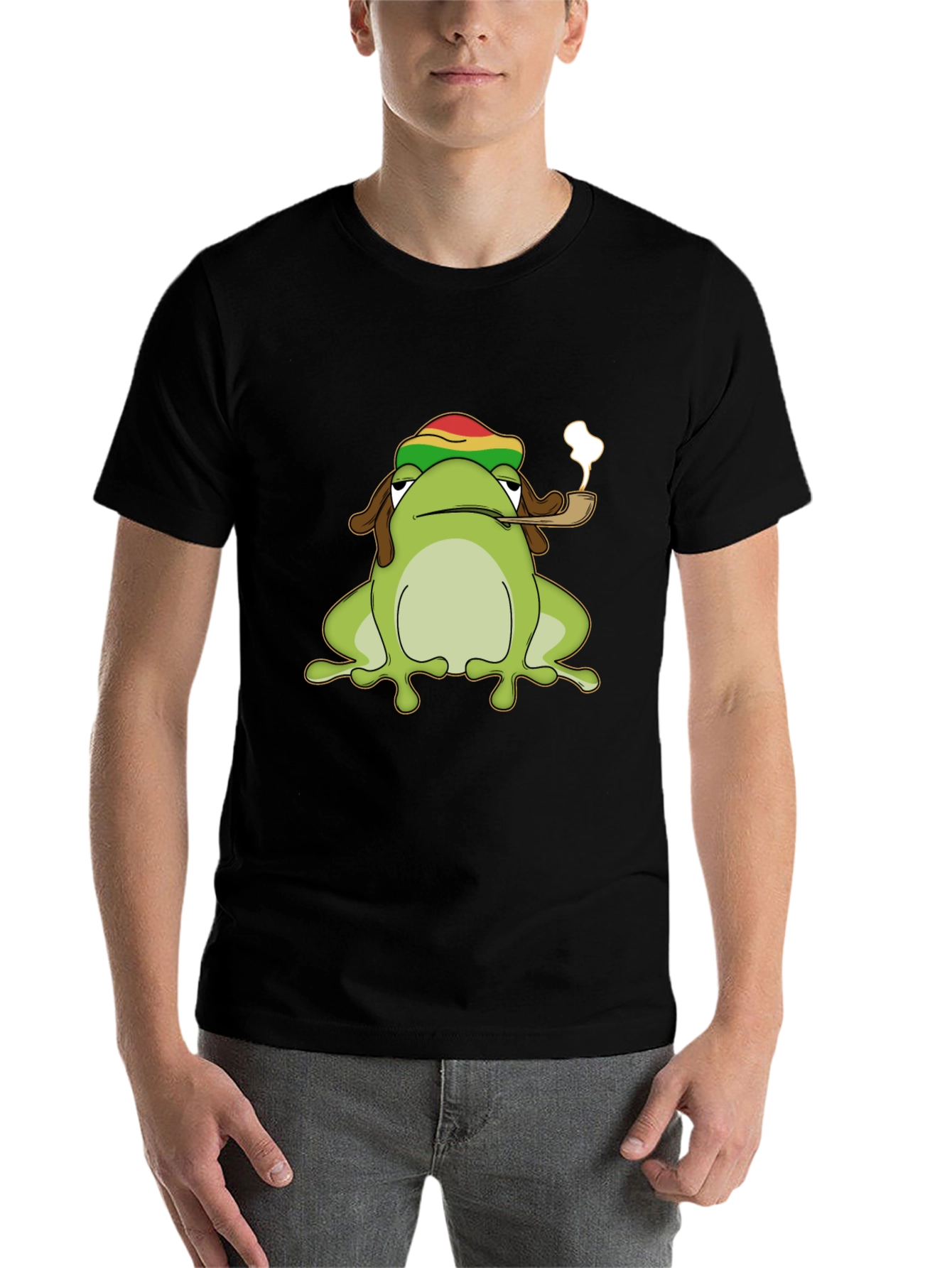 Black Rasta Frog Graphic Tee - Cool Novelty T-Shirt view 7